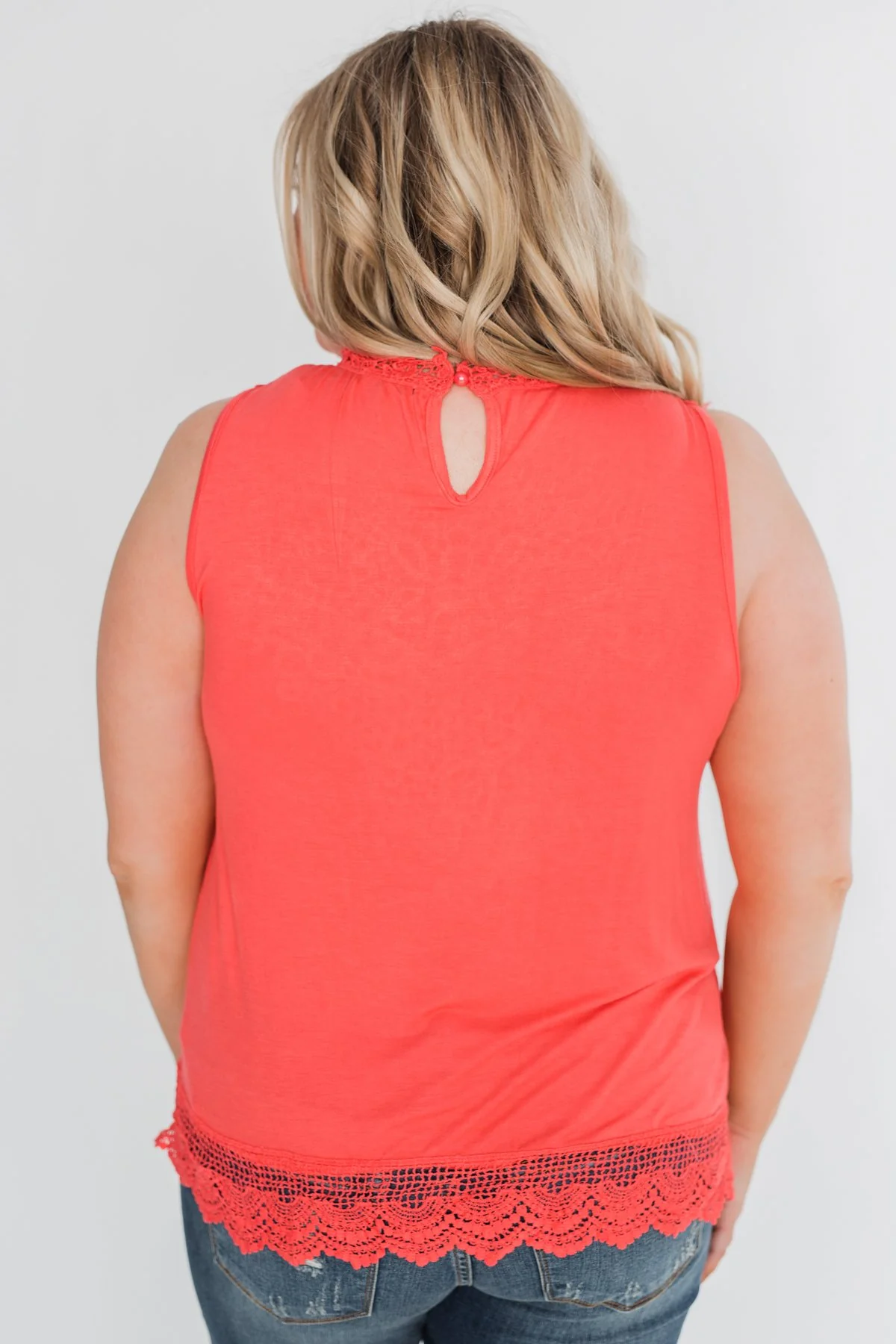 To Be Loved Lace Tank Top - Dark Coral - Image 10