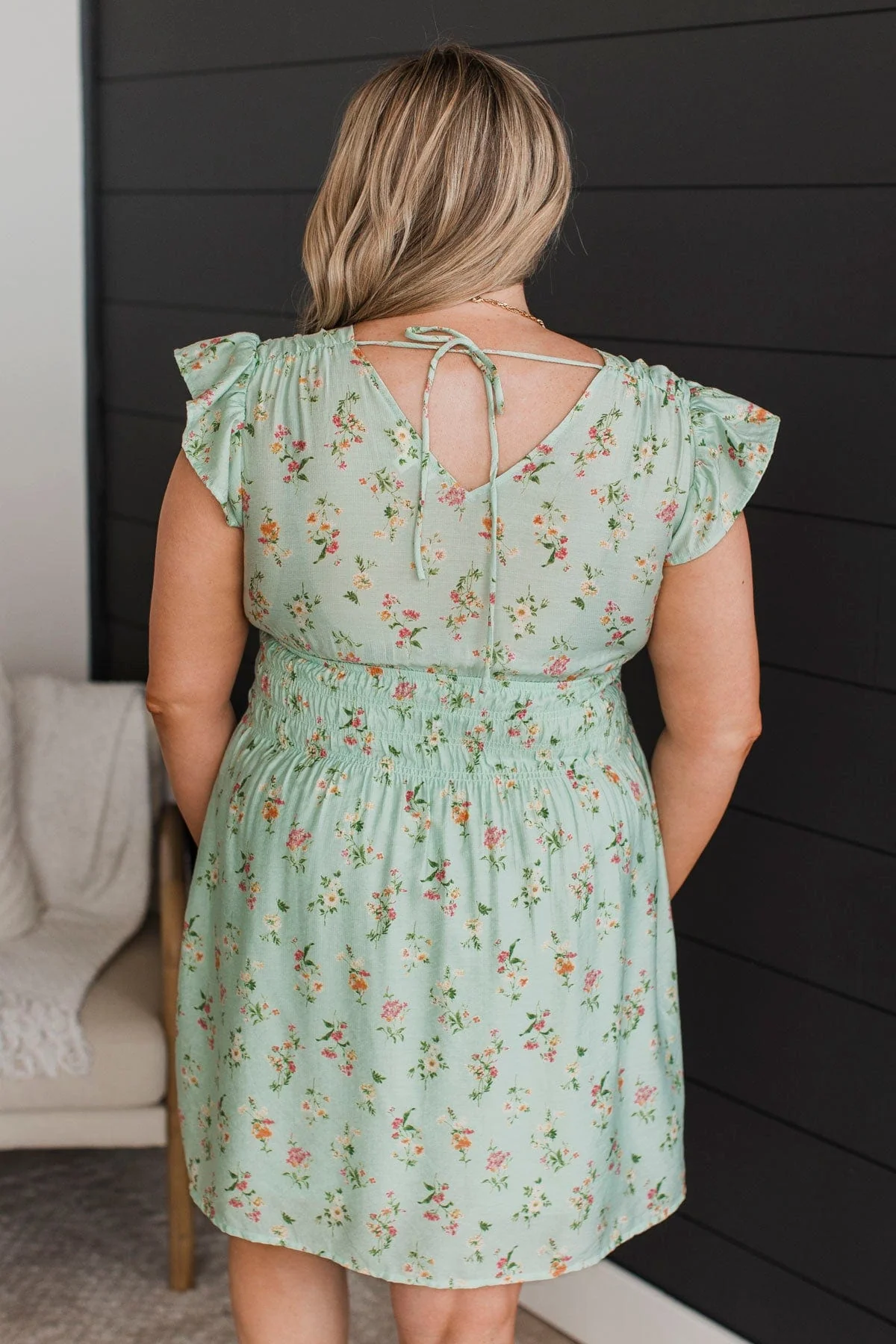 To The Fullest Floral Dress- Light Sage - Image 7