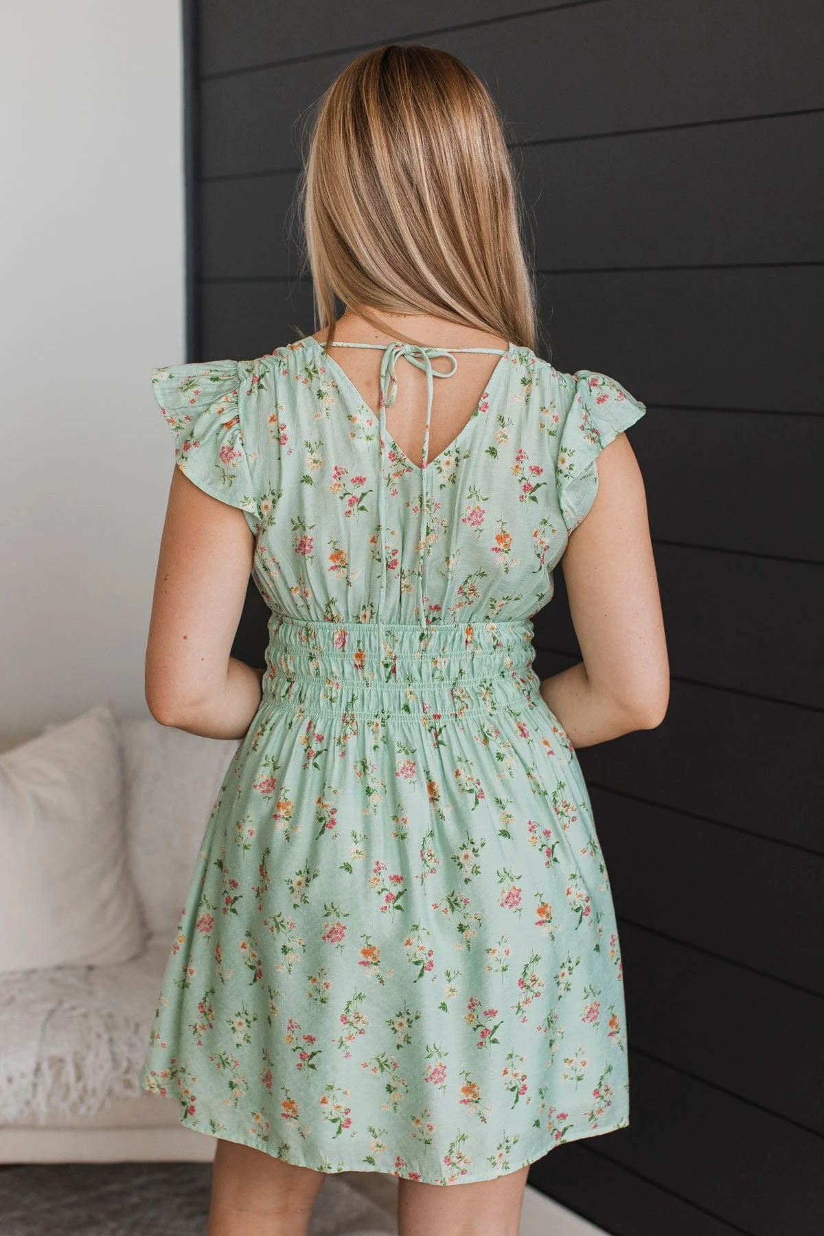 To The Fullest Floral Dress- Light Sage - Image 8