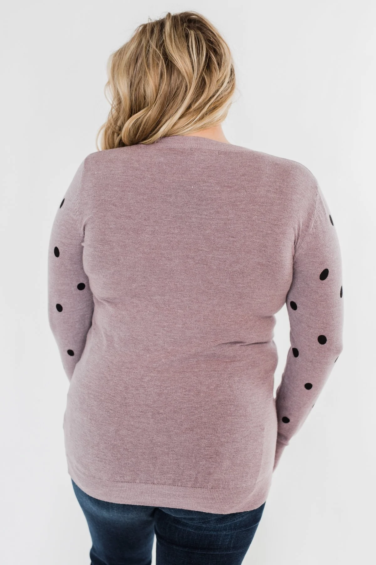 Together We Can Polka Dot Sweater- Dusty Purple - Image 11