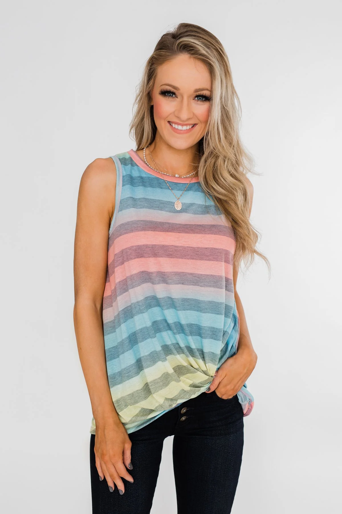 Together With You Striped Twist Top- Multi-Colored - Image 2