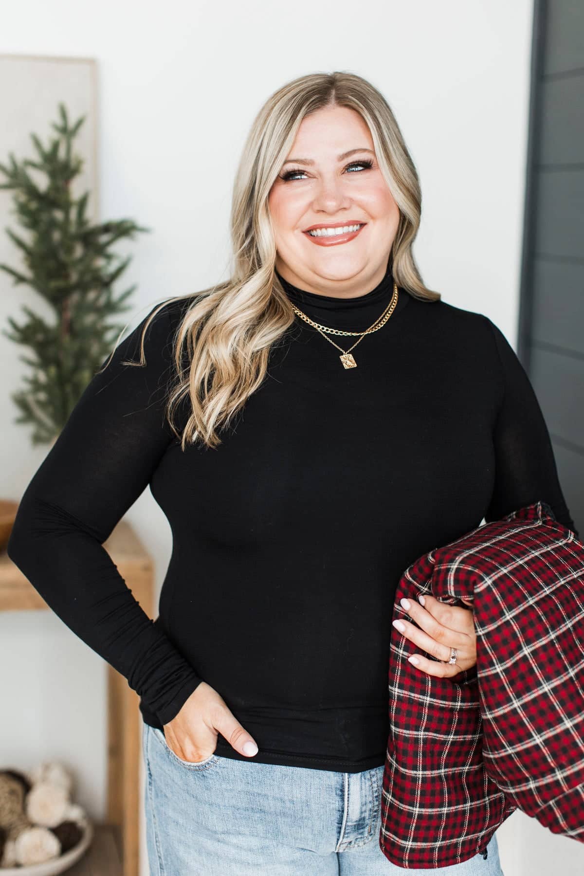 Too Fabulous Lightweight Turtleneck Top- Black - Image 2