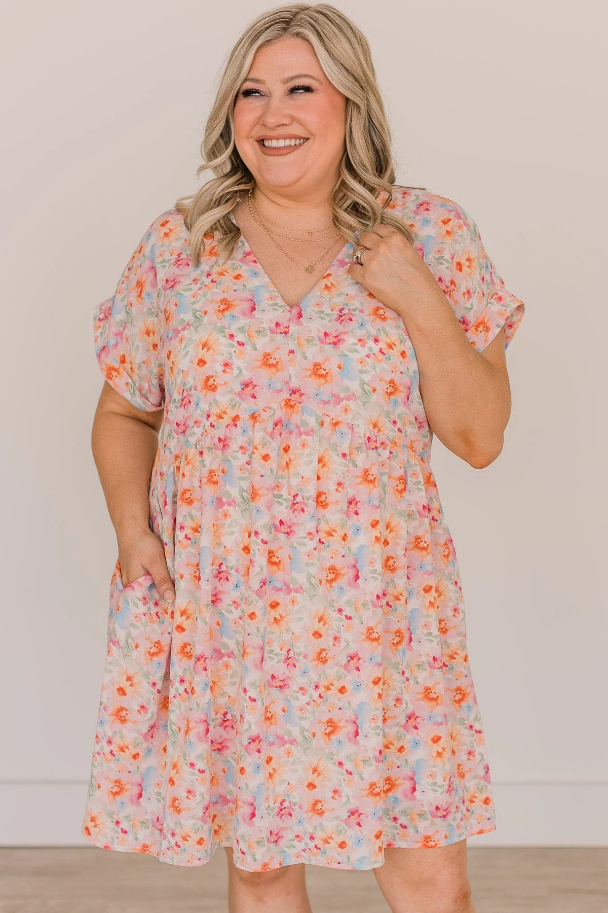 Top Of My List Floral Babydoll Dress- Ivory - Image 3