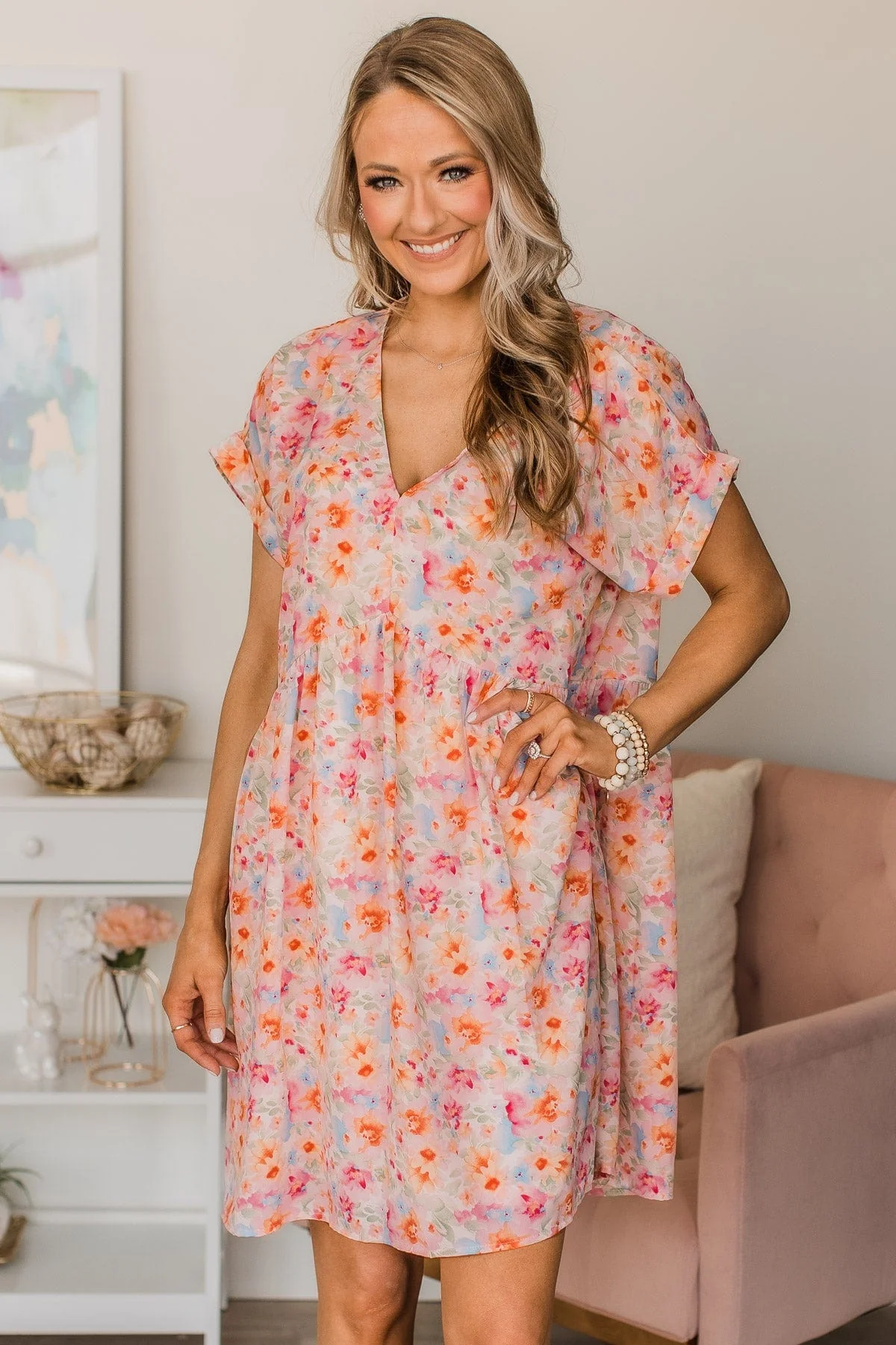 Top Of My List Floral Babydoll Dress- Ivory - Image 4