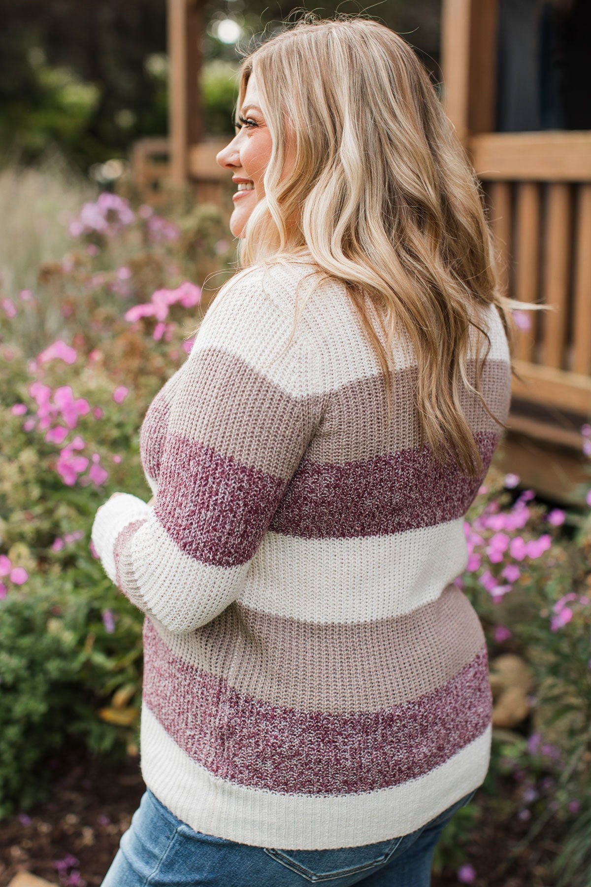 Total Favorite Color Block Sweater- Plum & Mocha - Image 4