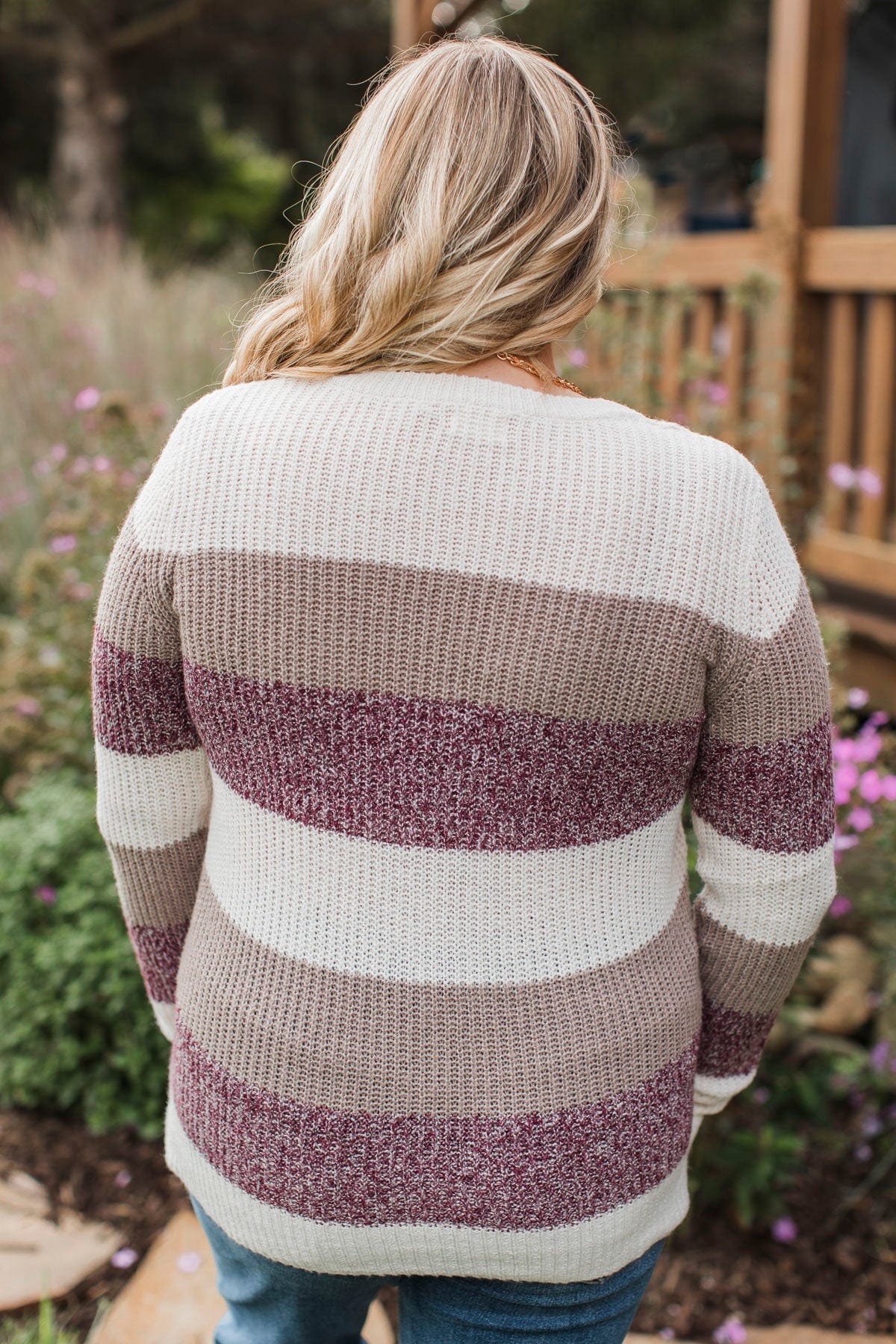 Total Favorite Color Block Sweater- Plum & Mocha - Image 6