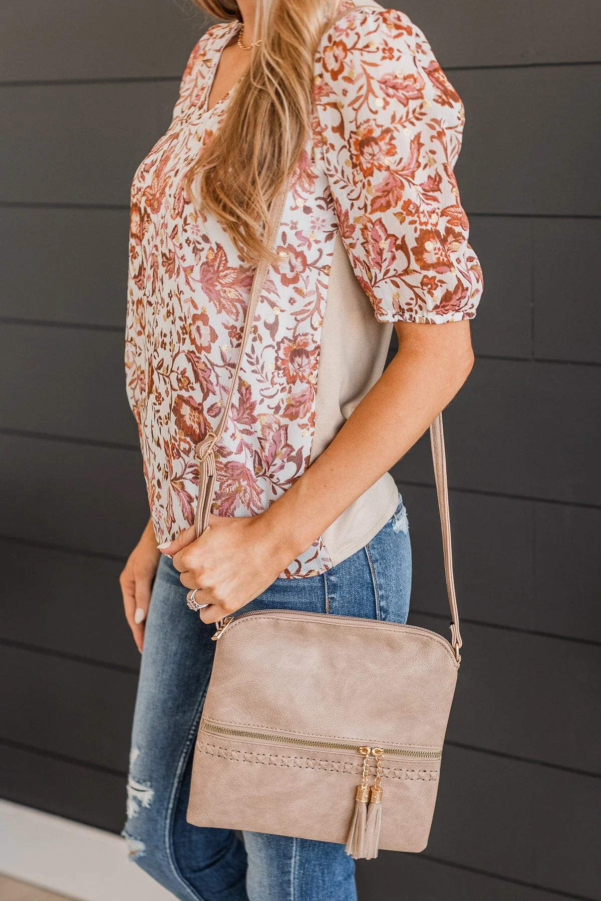 Total Hit Crossbody Purse- Taupe - Image 2