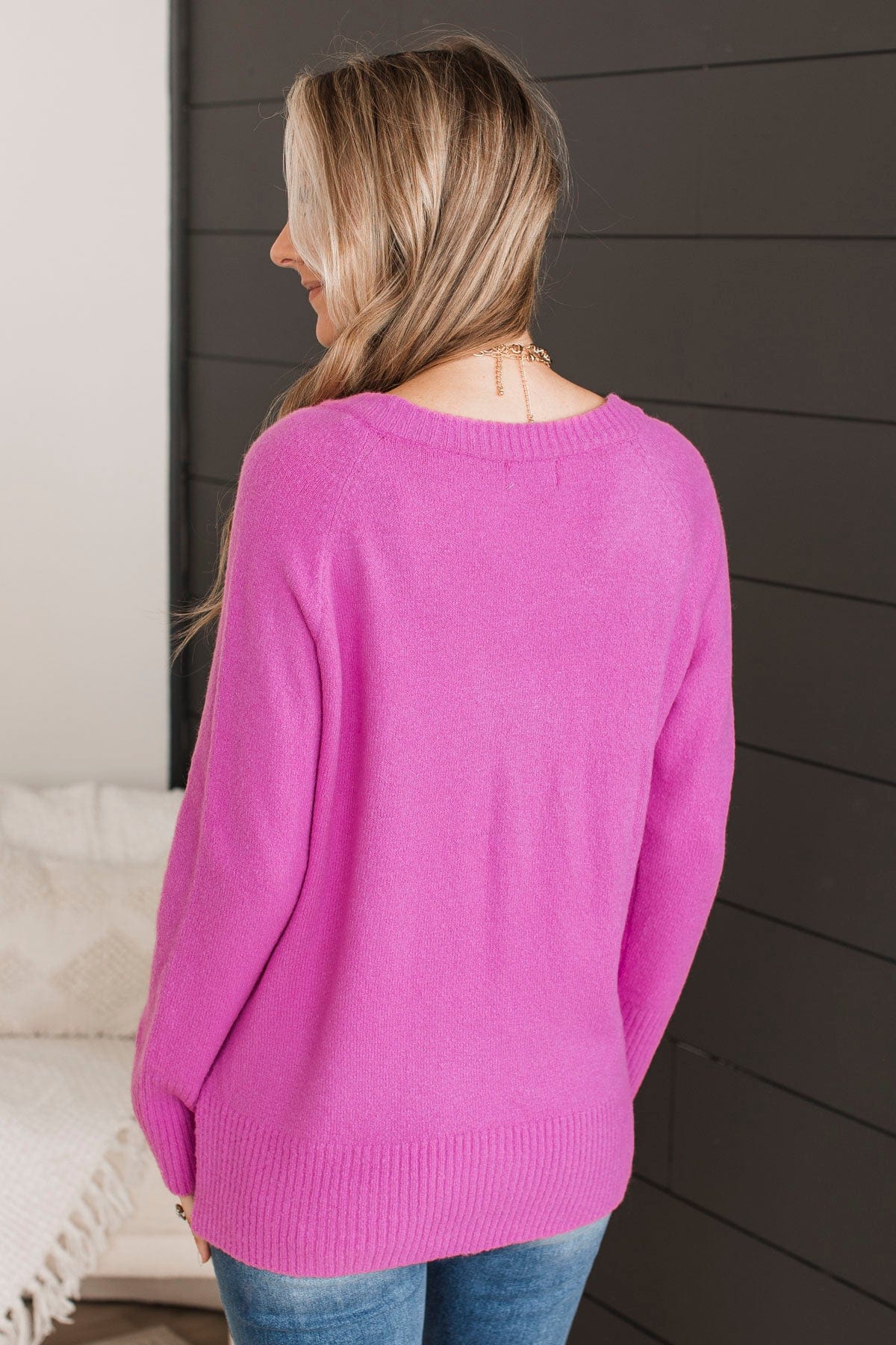 Touch Of Charm V-Neck Sweater- Orchid - Image 10