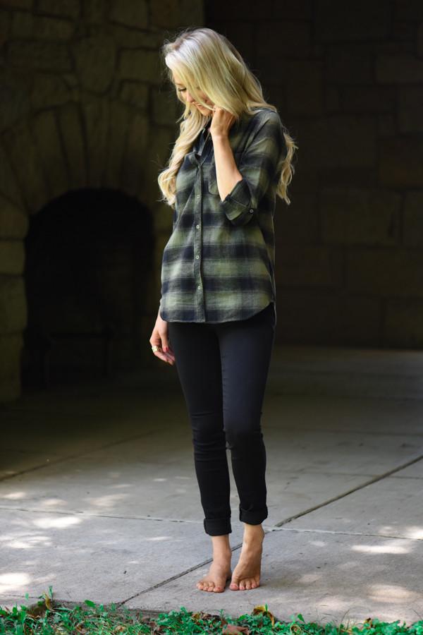 Traditional Olive & Black Plaid Top - Image 4