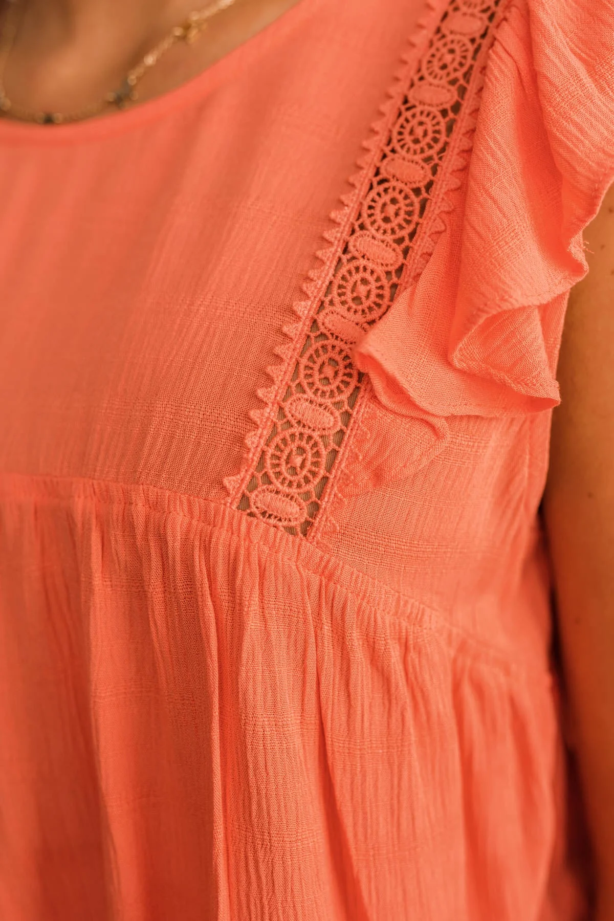 Tranquil Days Sleeveless Blouse- Coral - Image 4