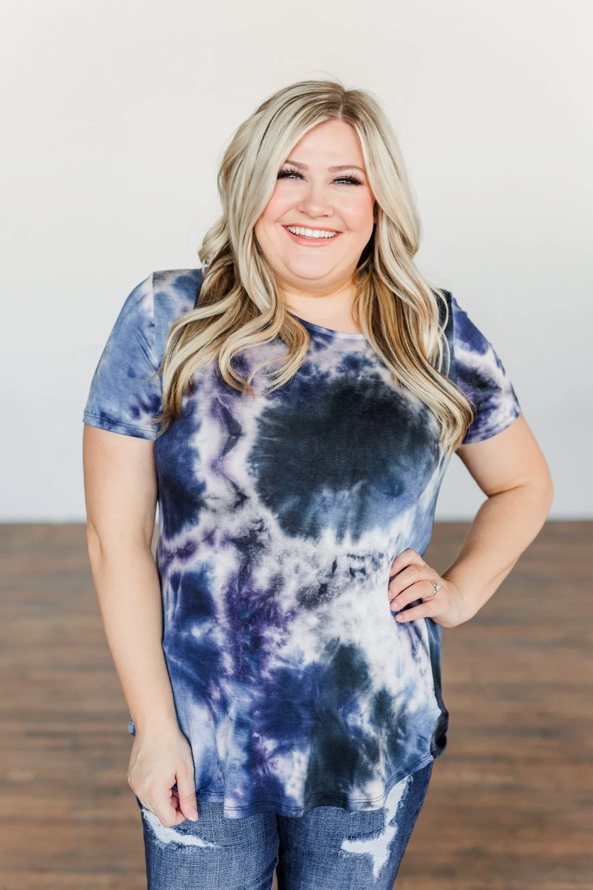 Tranquil Waters Tie-Dye Top- Navy & Black - Image 2