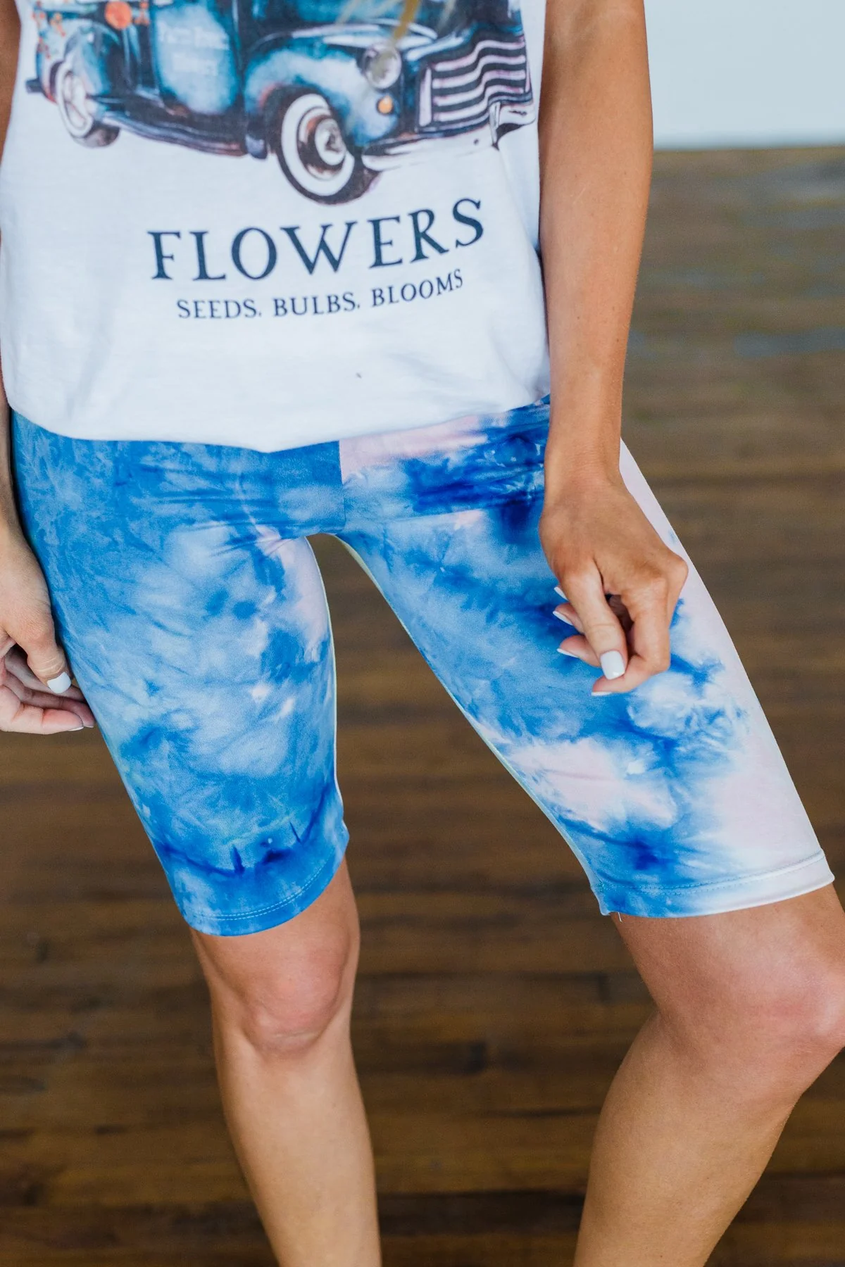 Travel Along Tie Dye Lounge Biker Shorts- Multi-Color - Image 2