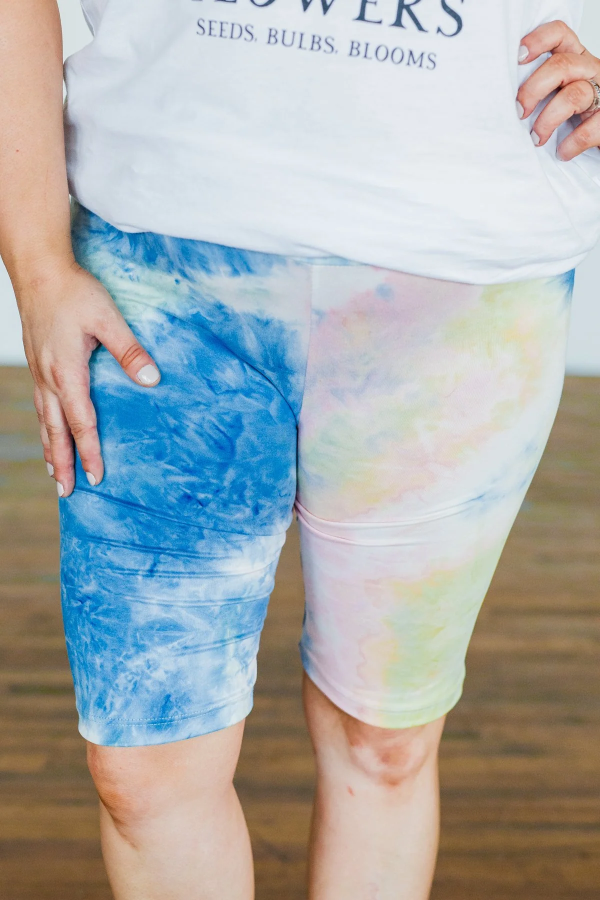 Travel Along Tie Dye Lounge Biker Shorts- Multi-Color - Image 3