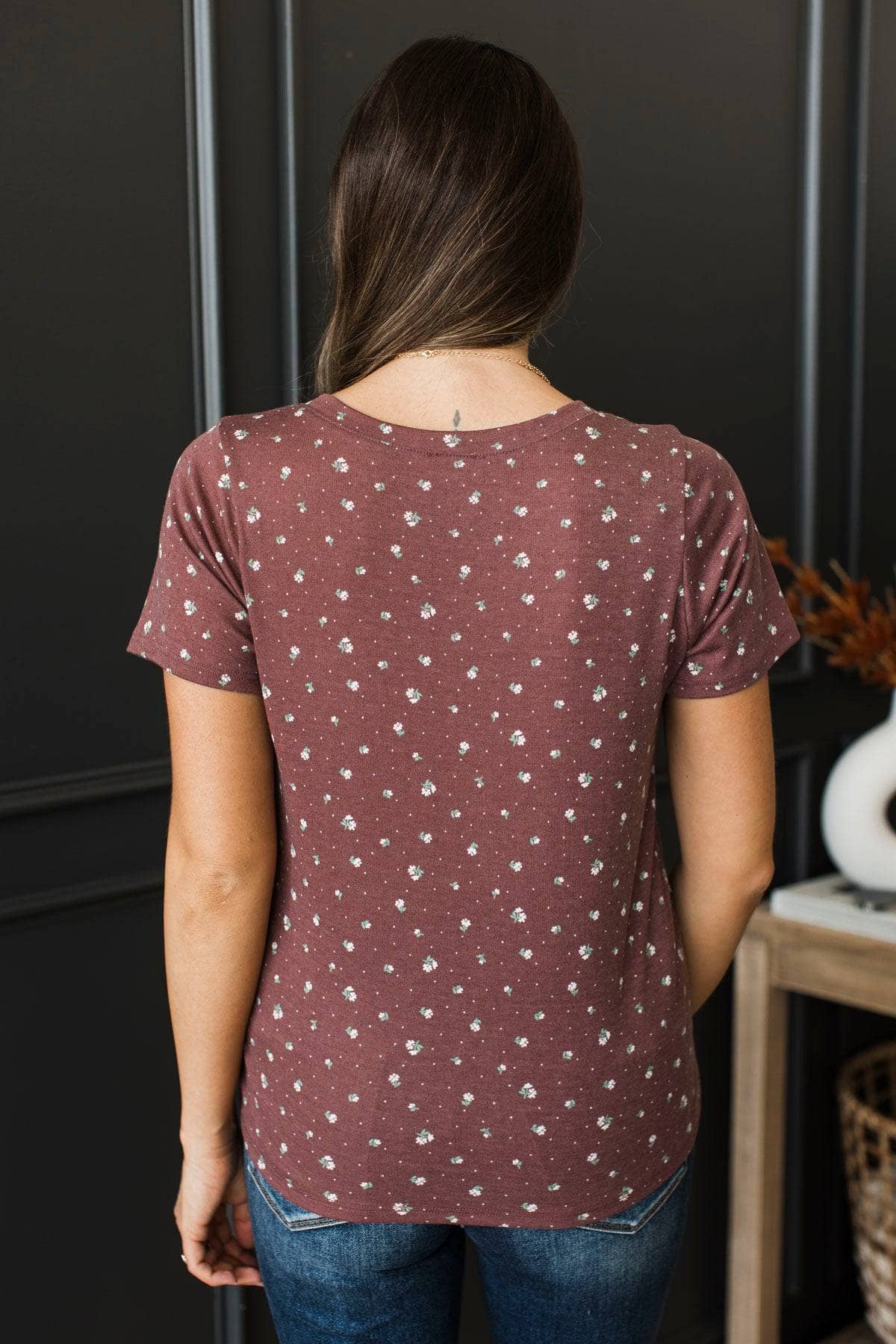 Treasure Today V-Neck Floral Top- Red Brown - Image 7