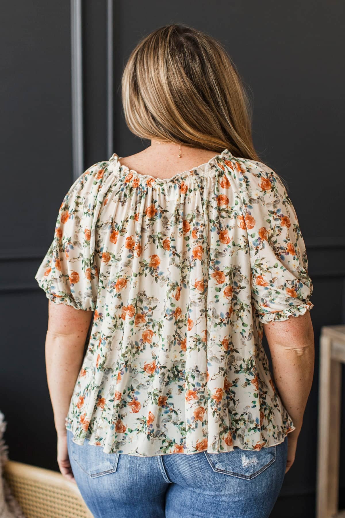 Treasured Times Puff Sleeve Floral Blouse- Beige - Image 7