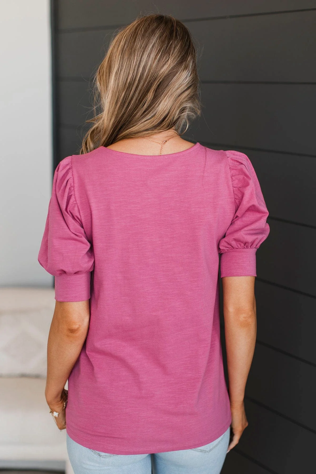 Treat Me With Love Puff Sleeve Top- Magenta - Image 8