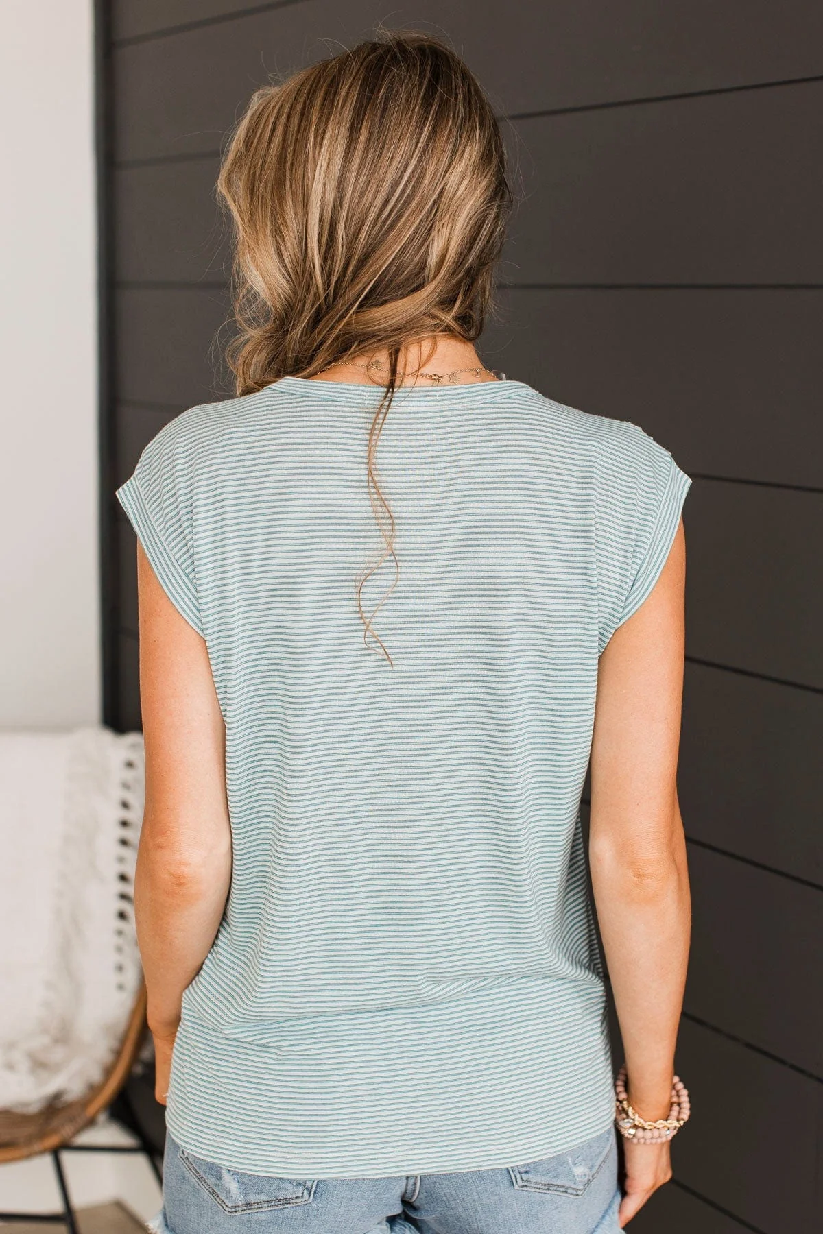 Treat Yourself Striped Top- Ivory & Dark Jade - Image 8