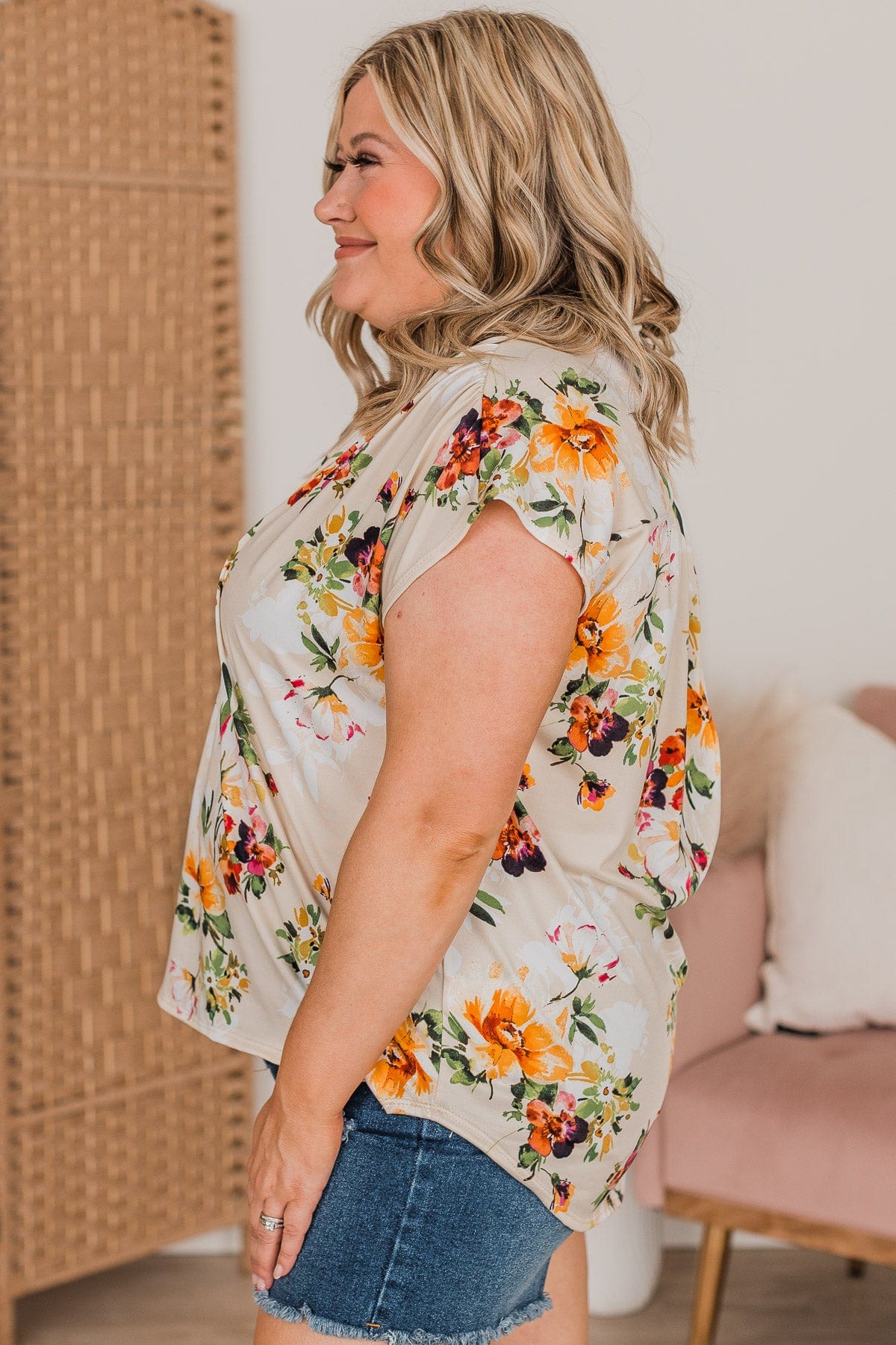 Tried Your Best Floral Top- Light Beige - Image 4