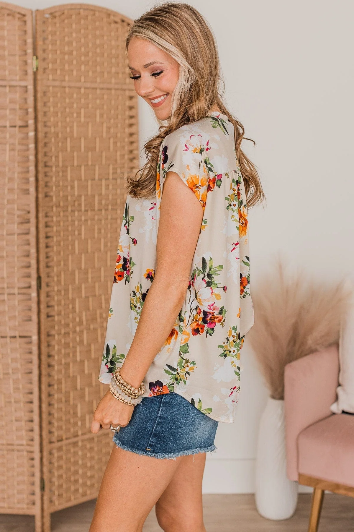 Tried Your Best Floral Top- Light Beige - Image 6