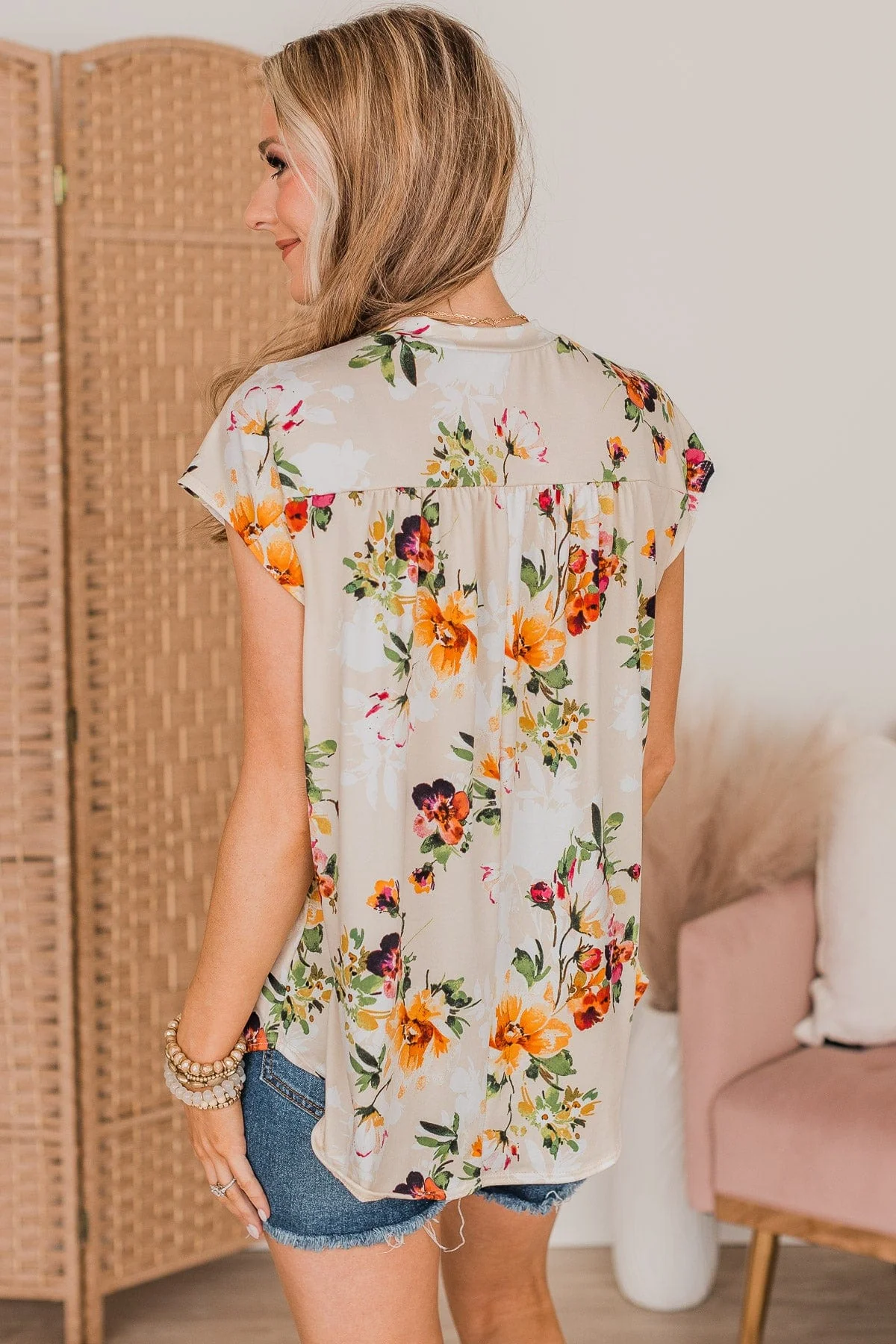 Tried Your Best Floral Top- Light Beige - Image 7