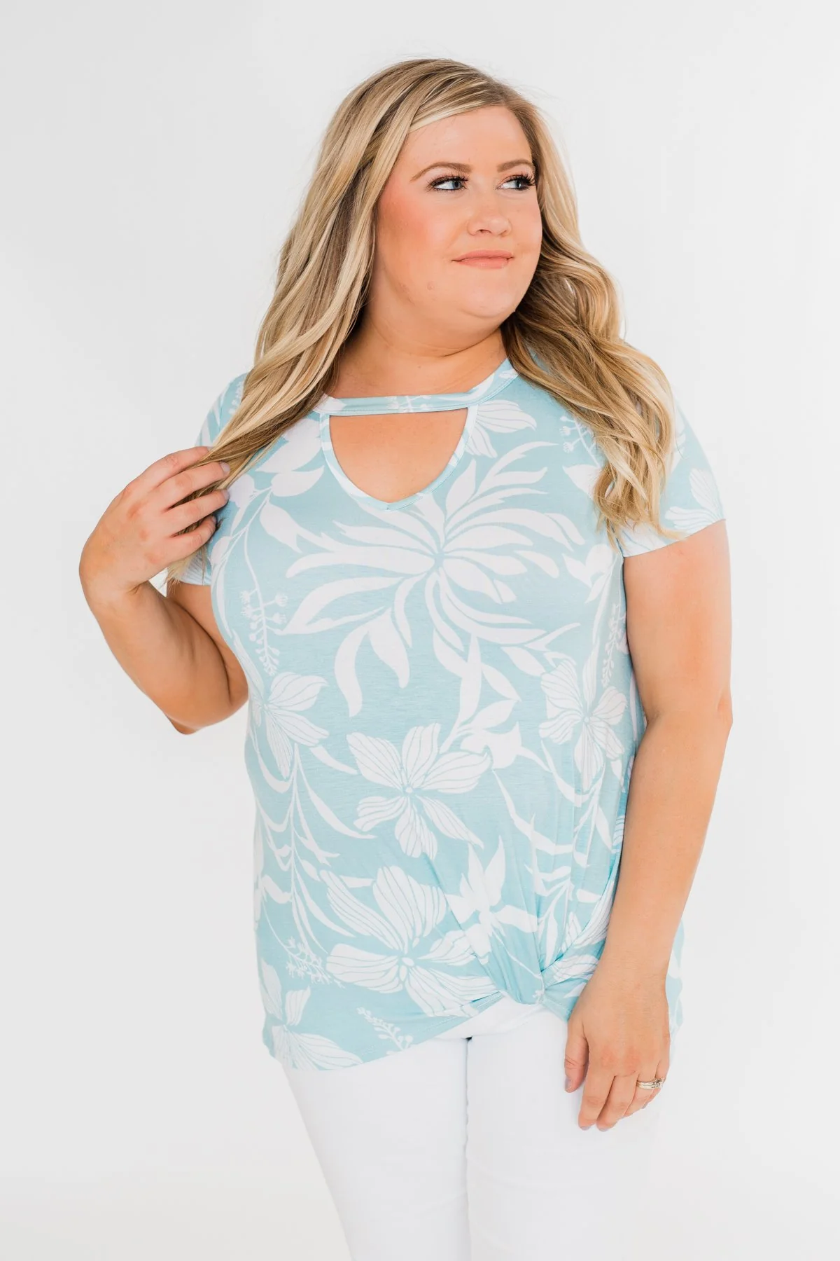 Tropical Adventure Knot Top- Light Blue - Image 10