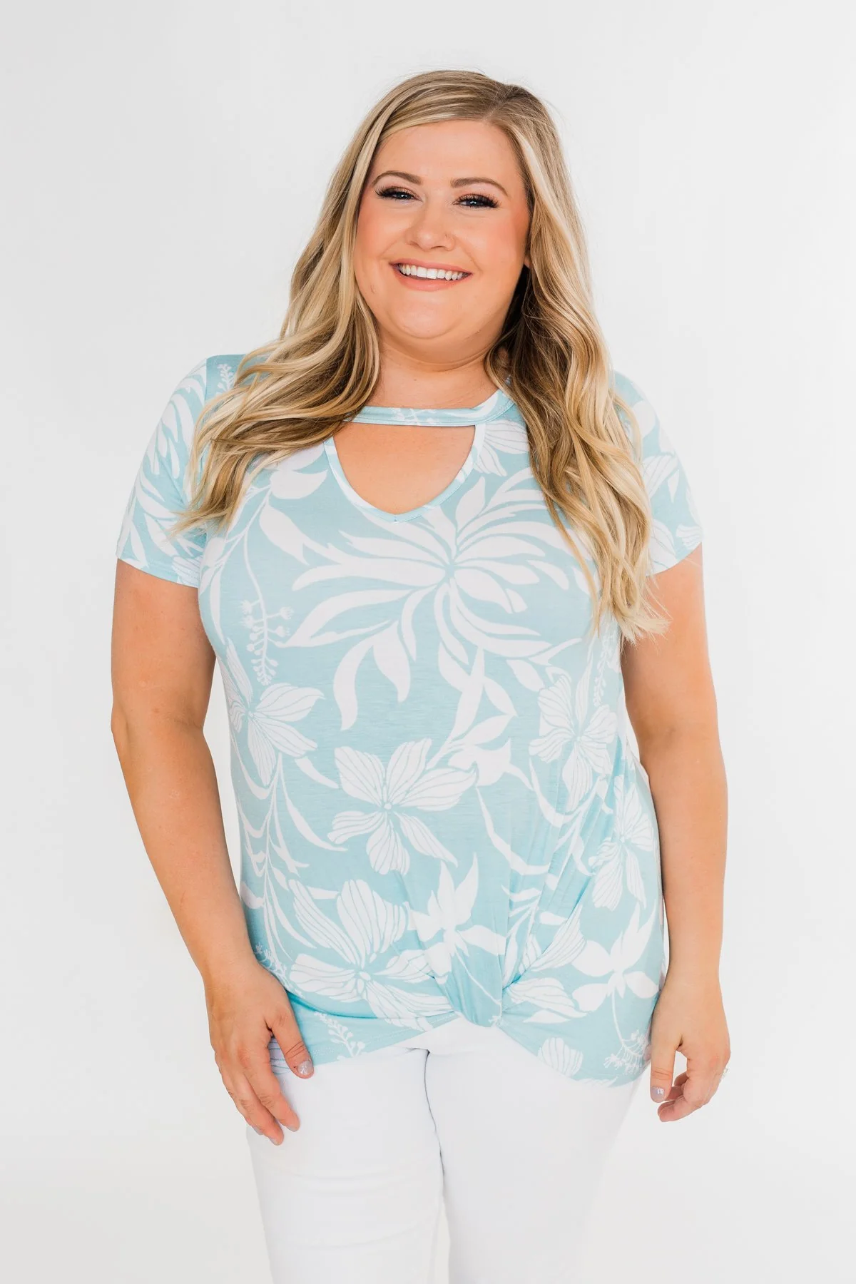 Tropical Adventure Knot Top- Light Blue - Image 8