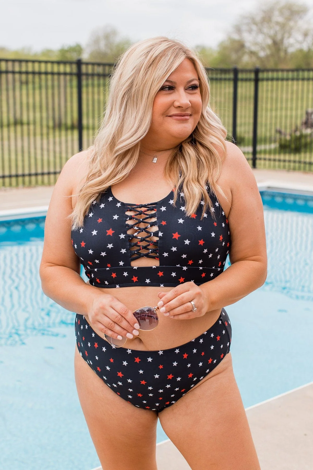 Tropical Breeze Braided Swim Top- Navy Star - Image 2