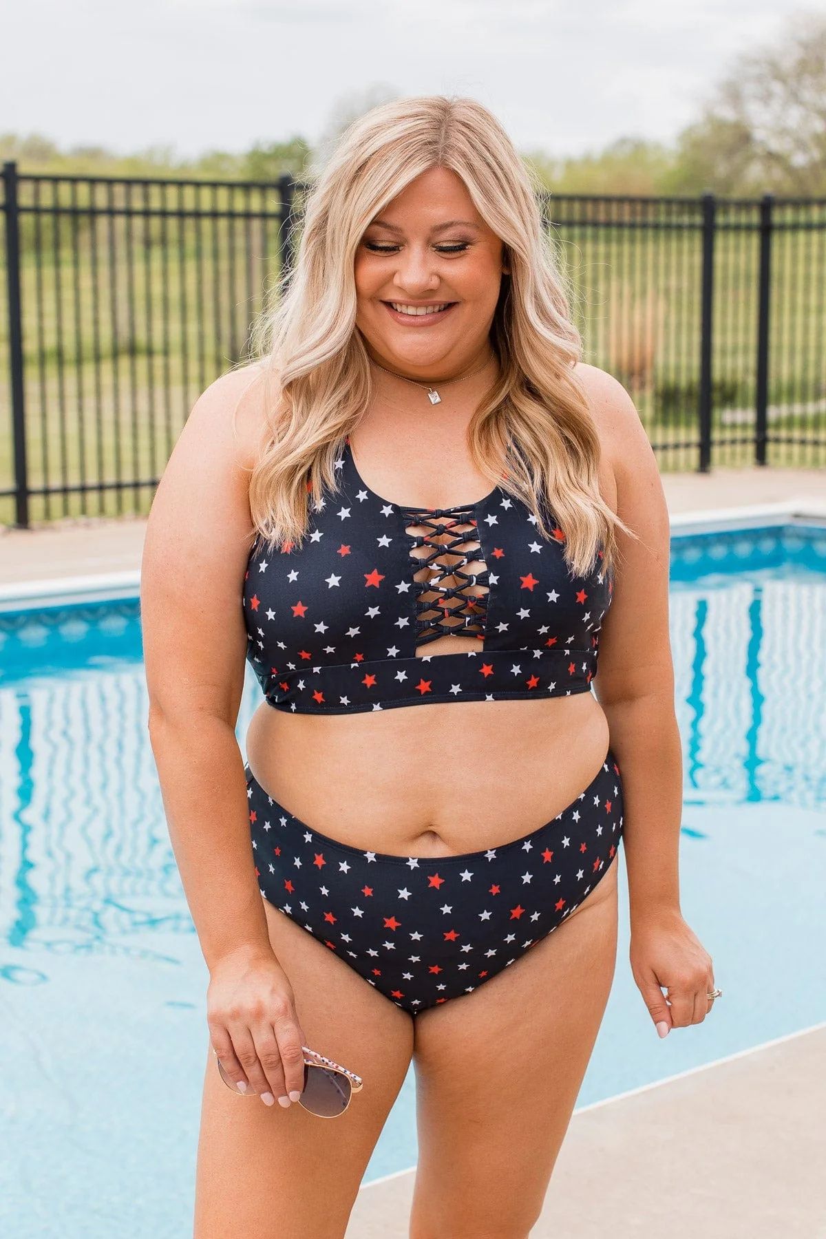 Tropical Breeze Braided Swim Top- Navy Star - Image 6