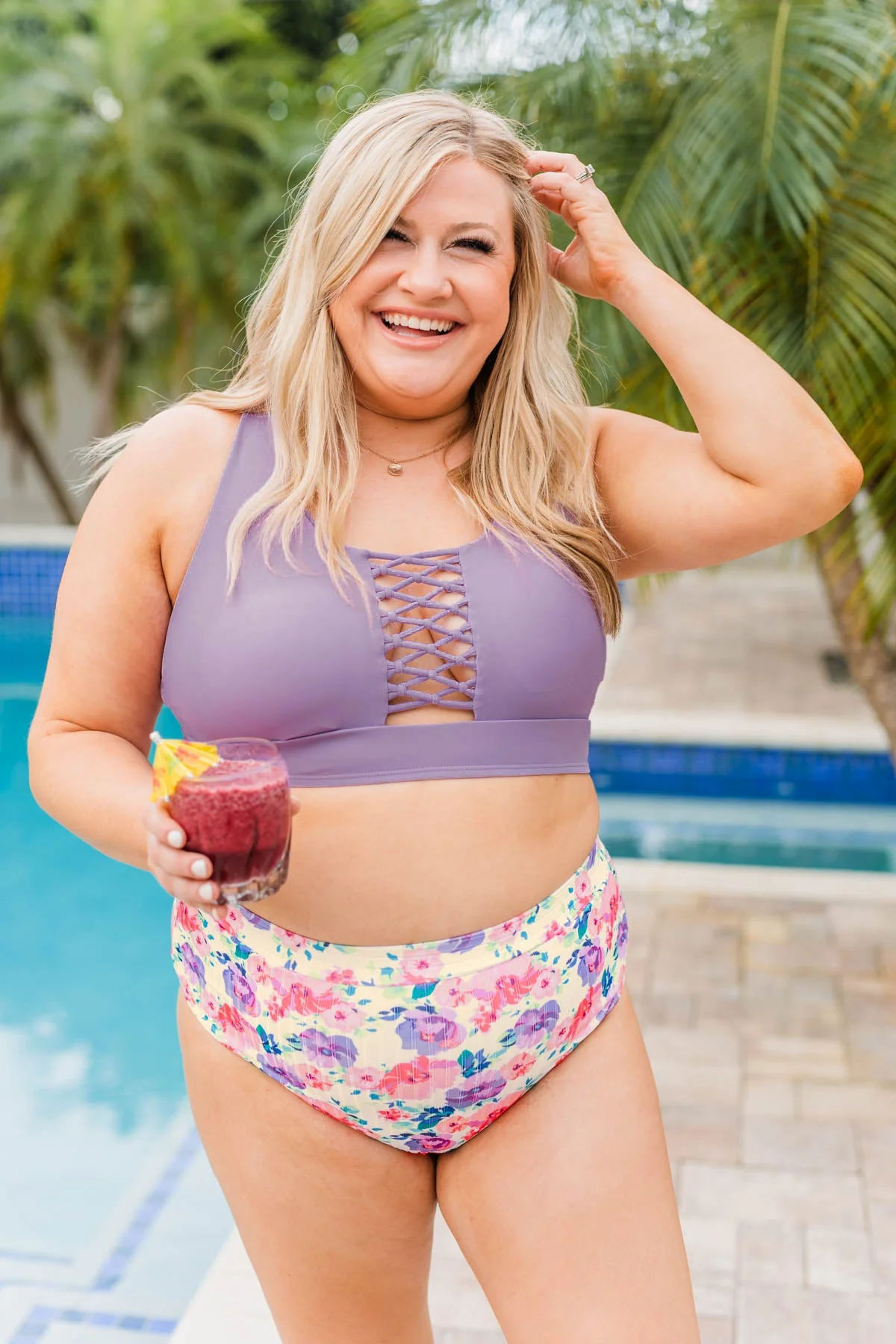 Tropical Breeze Braided Swim Top- Purple - Image 5