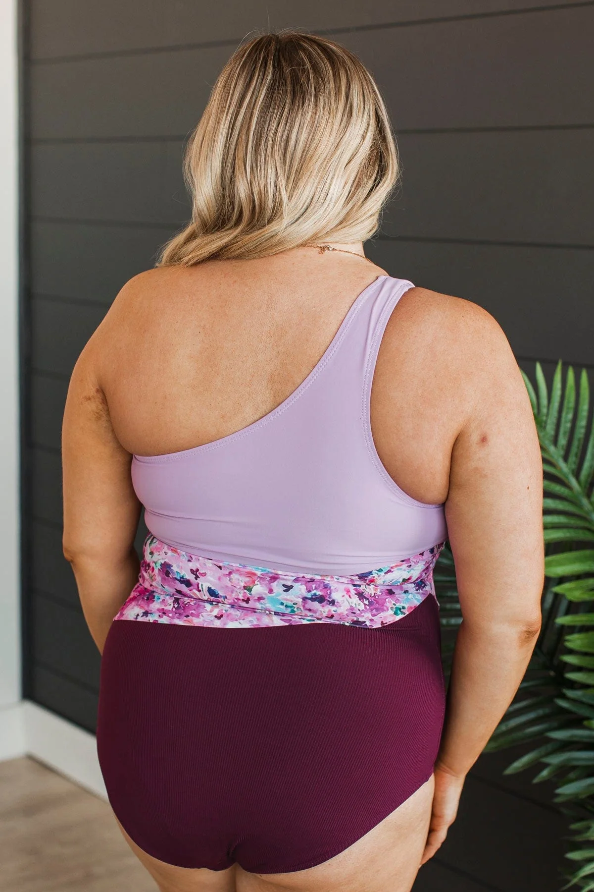 Tropical Dreams One-Piece Swimsuit- Plum & Lavender - Image 4
