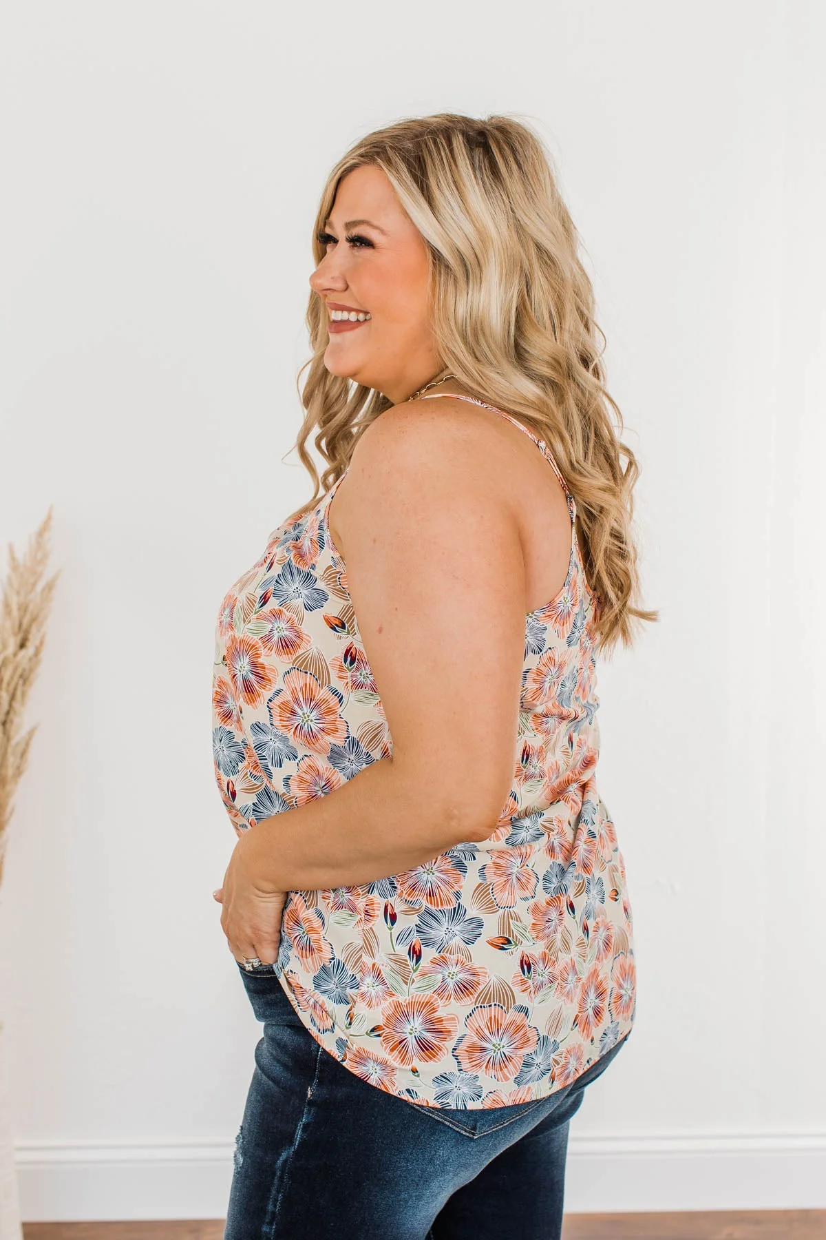 Tropical Sunset Floral Tank Top- Cream - Image 8