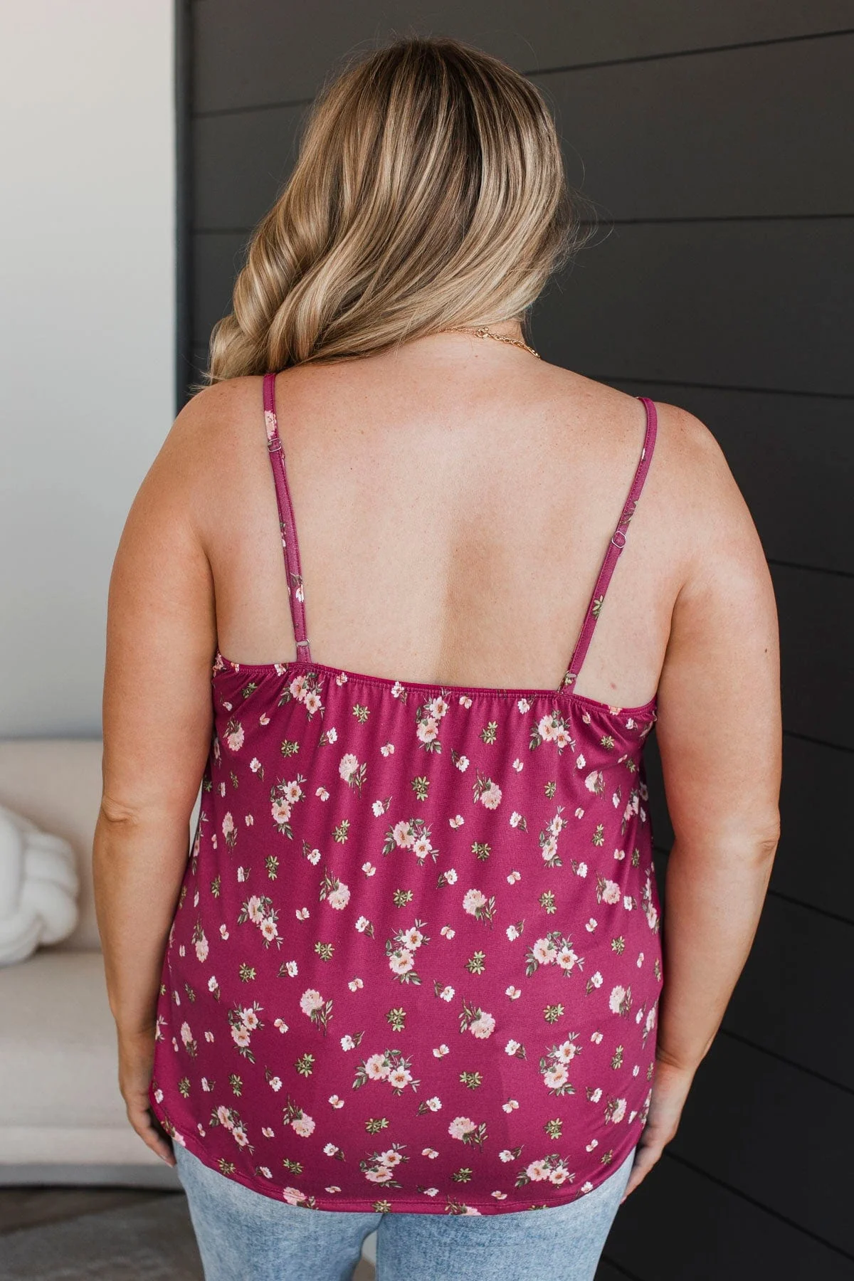 True Desire Floral Tank Top- Dark Magenta - Image 7