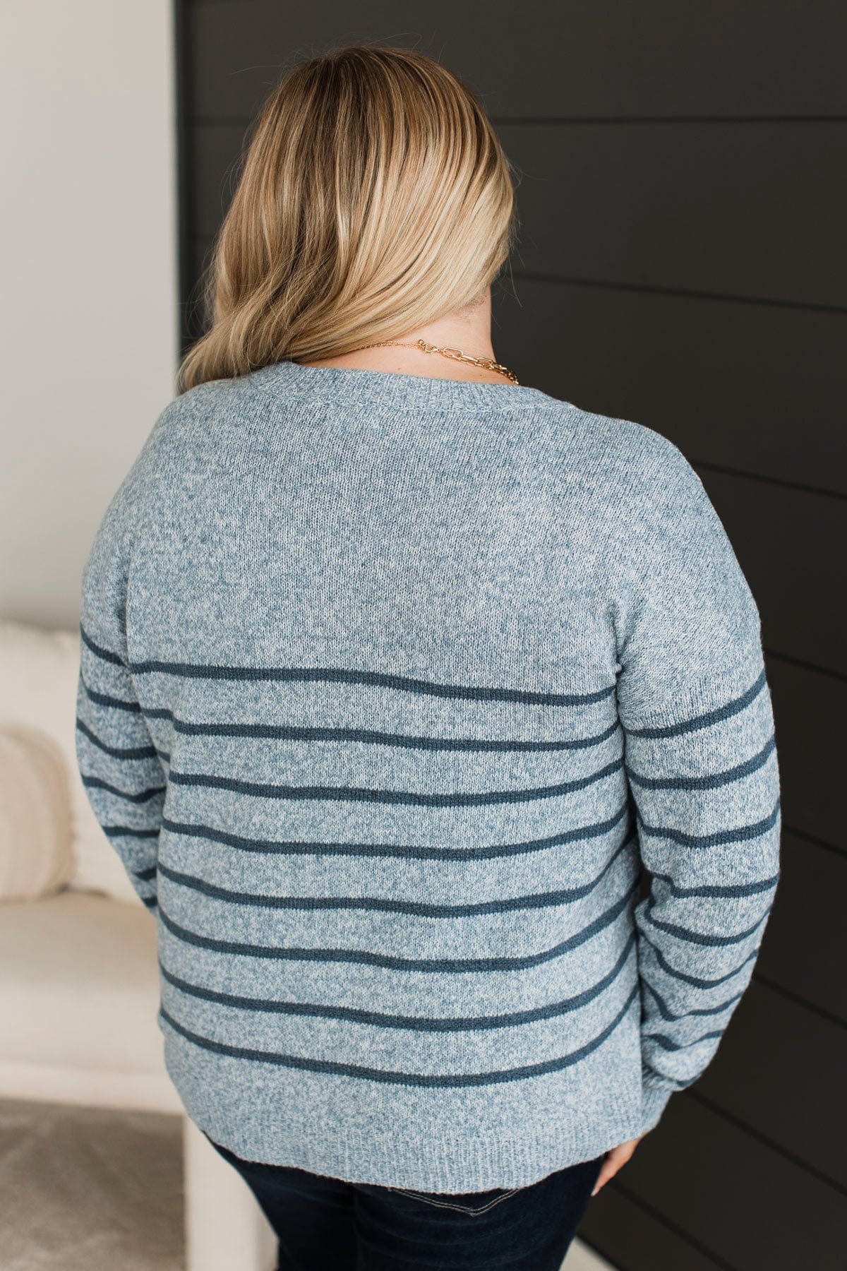 True Intentions Striped Sweater- Denim - Image 7