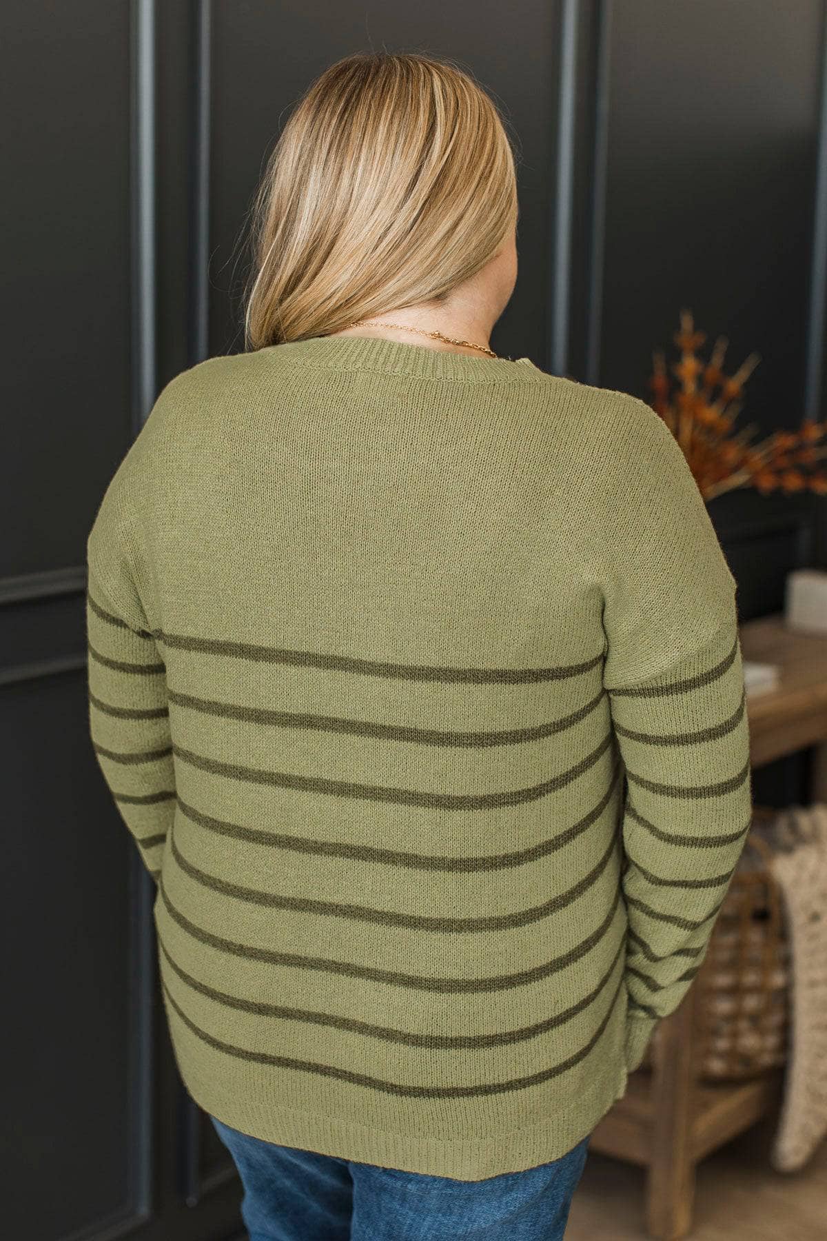 True Intentions Striped Sweater- Sage - Image 6