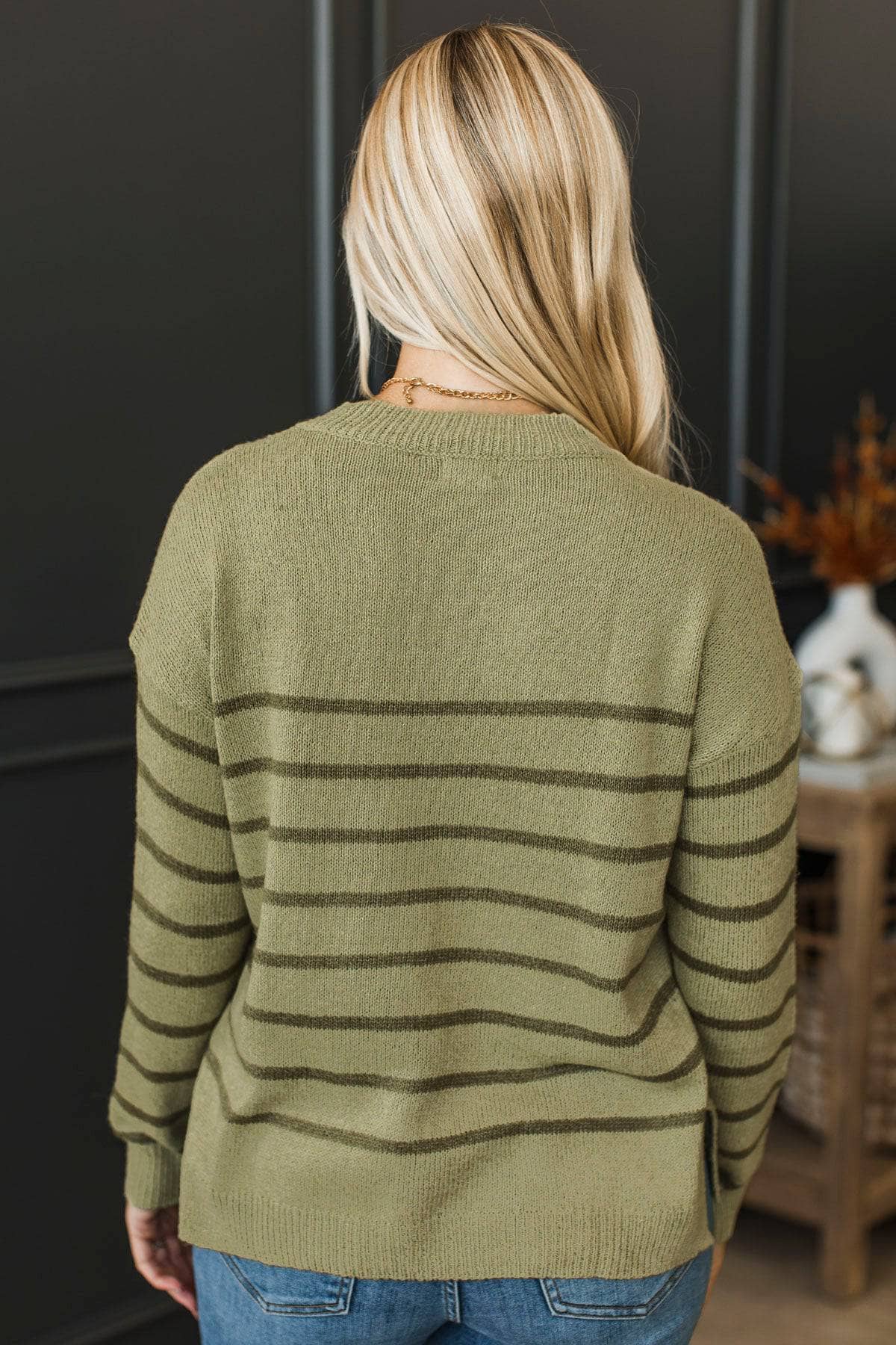 True Intentions Striped Sweater- Sage - Image 7