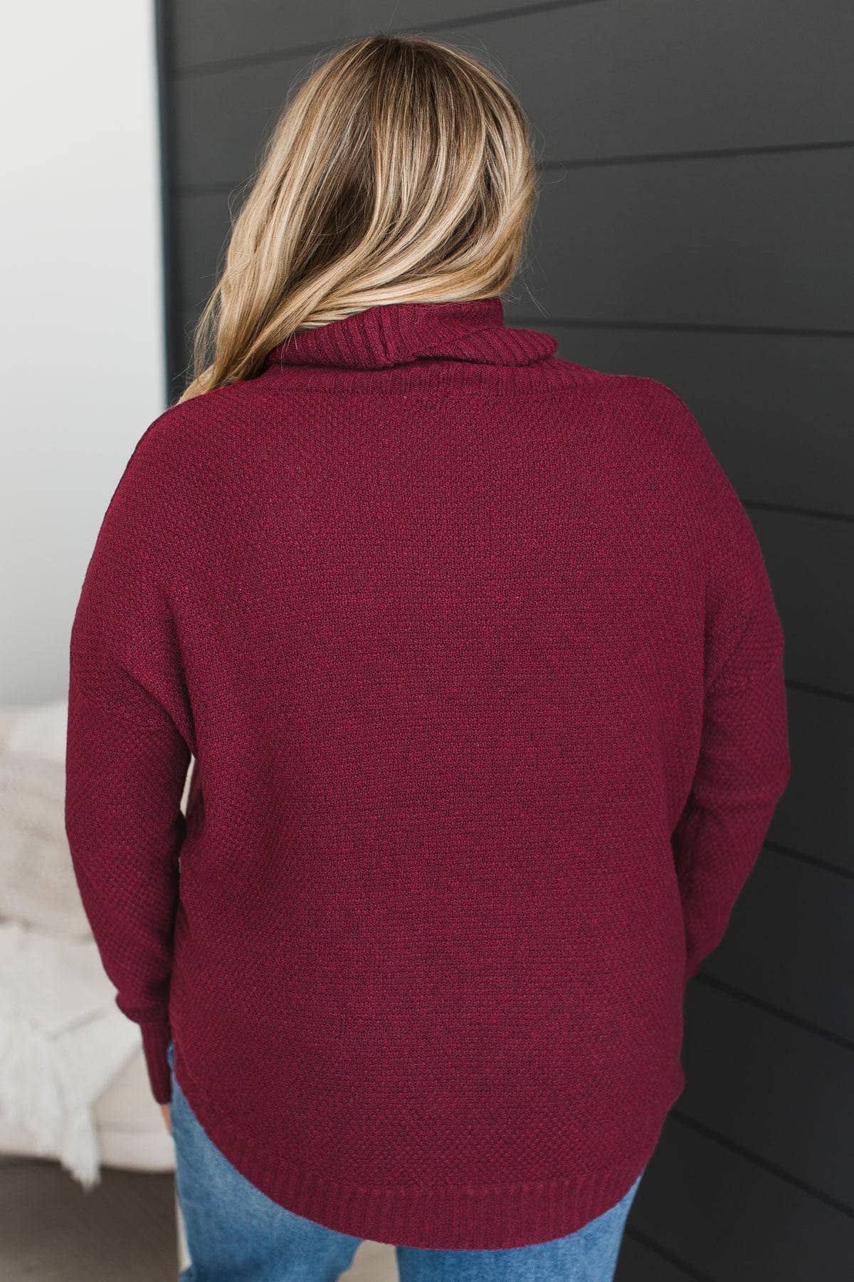 True Love Only Turtle Neck Sweater- Burgundy - Image 7