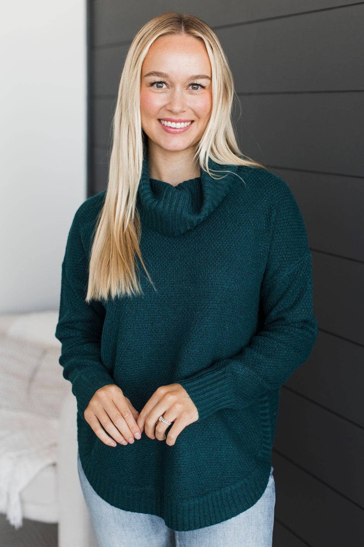 True Love Only Turtle Neck Sweater- Teal - Image 6