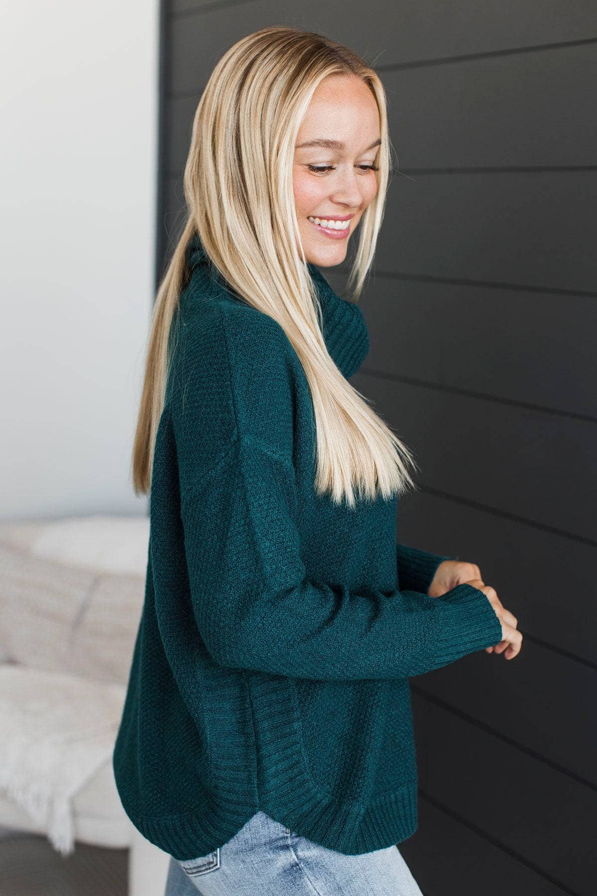 True Love Only Turtle Neck Sweater- Teal - Image 8