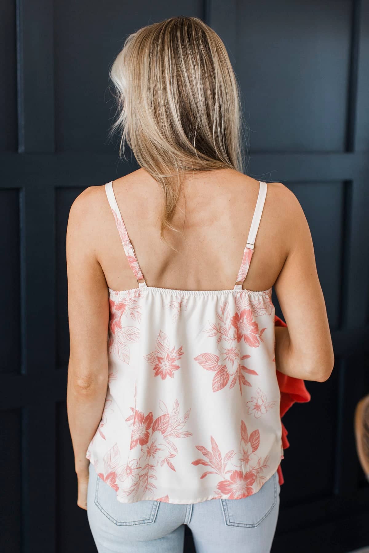 True Mood Floral Tank Top- Ivory & Peach - Image 6