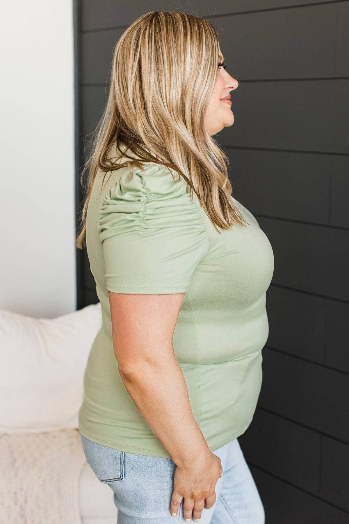 True Passion Puff Sleeve Top- Mint - Image 6