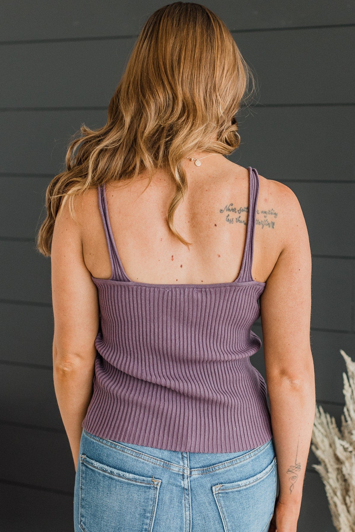 True Romance Ribbed Tank Top- Dusty Purple - Image 6