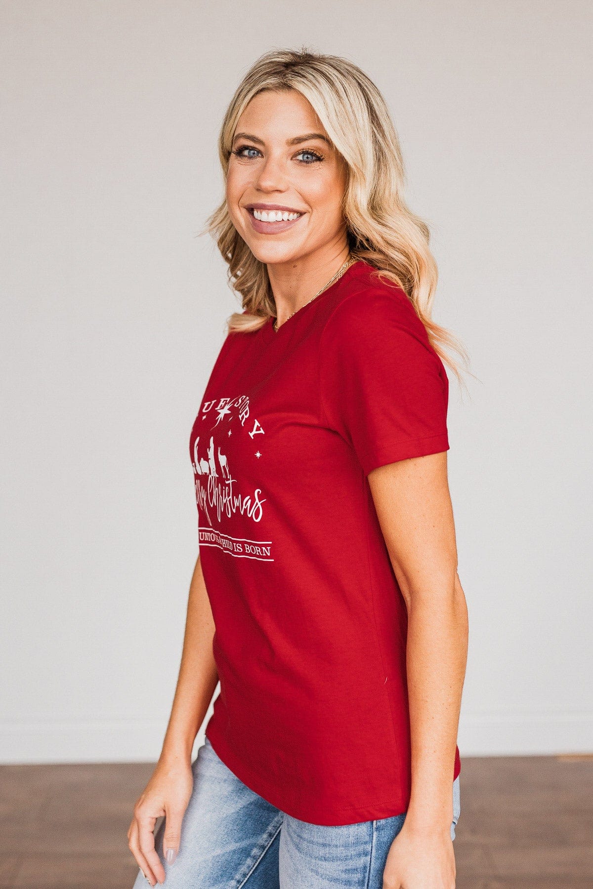 "True Story Merry Christmas" Graphic Tee- Red - Image 10