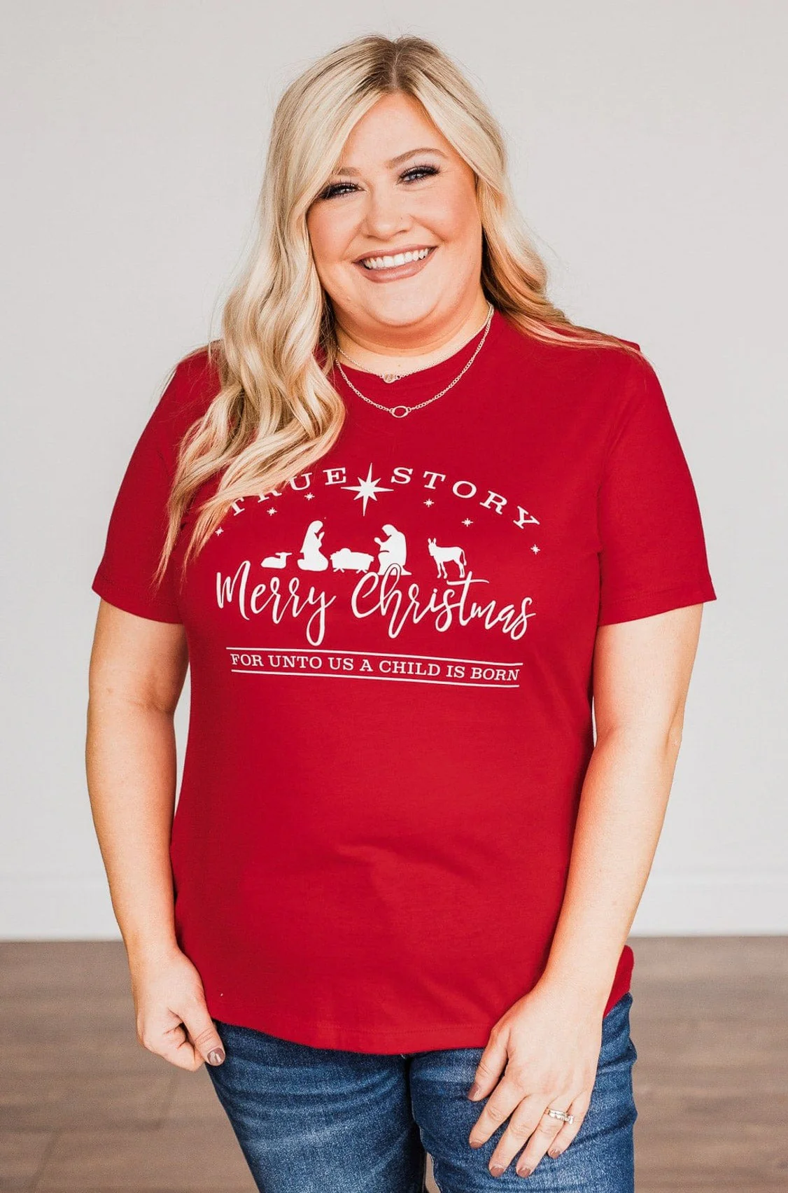 "True Story Merry Christmas" Graphic Tee- Red - Image 3