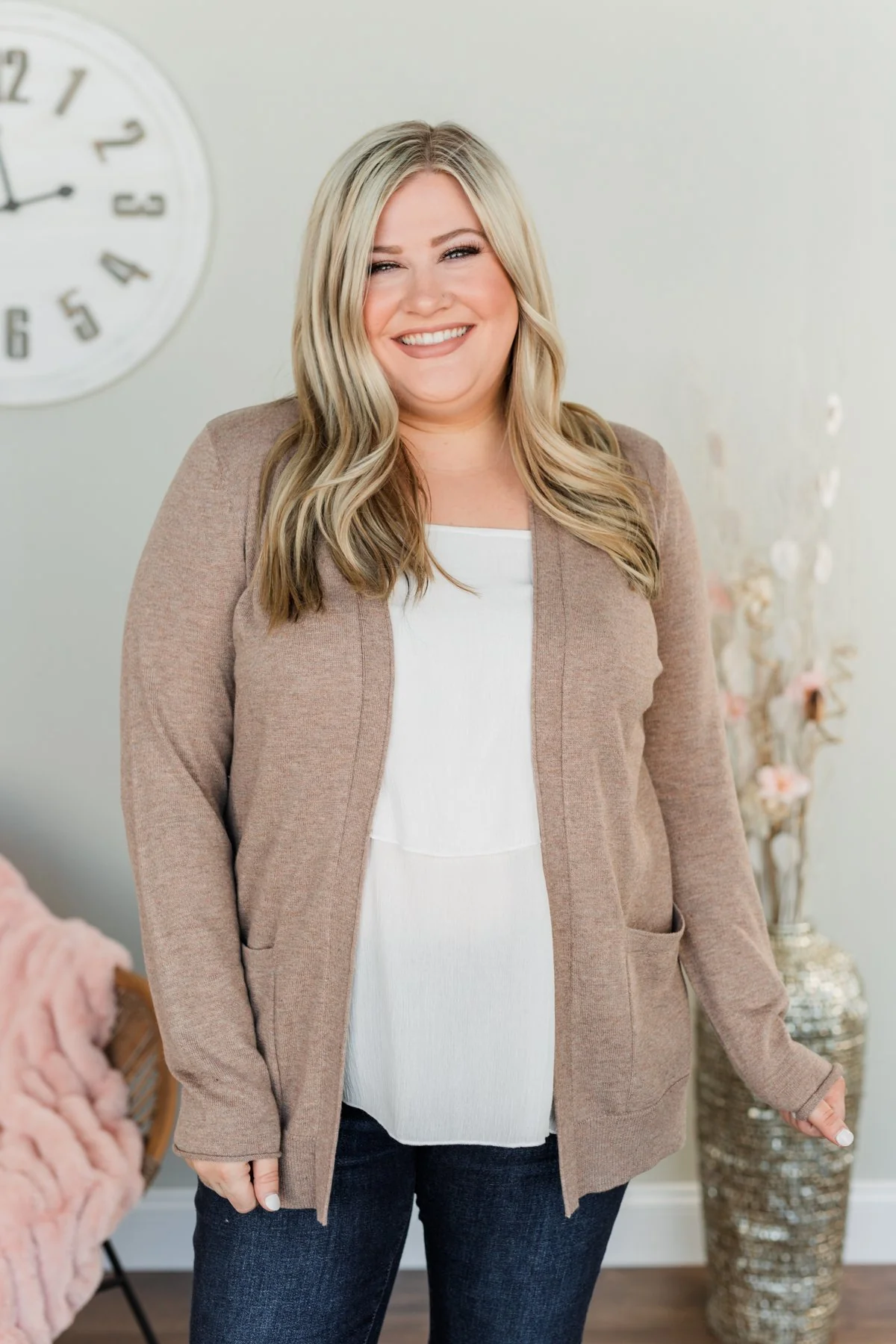 True To My Heart Open Front Cardigan- Dark Mocha - Image 4