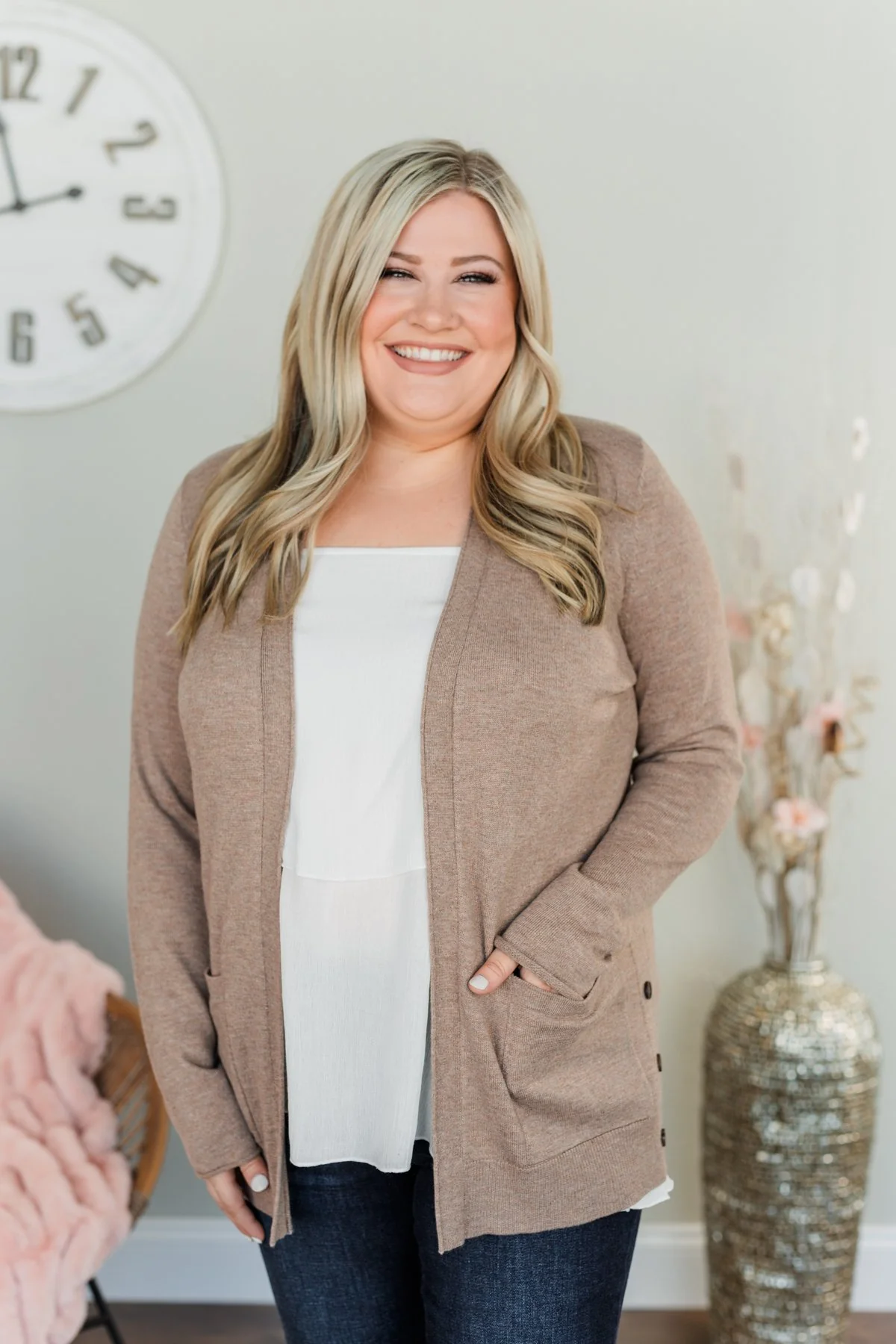 True To My Heart Open Front Cardigan- Dark Mocha - Image 5