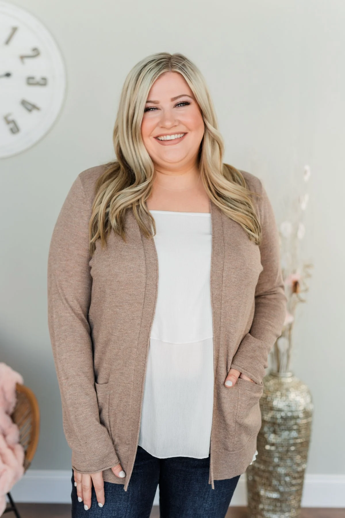 True To My Heart Open Front Cardigan- Dark Mocha - Image 6