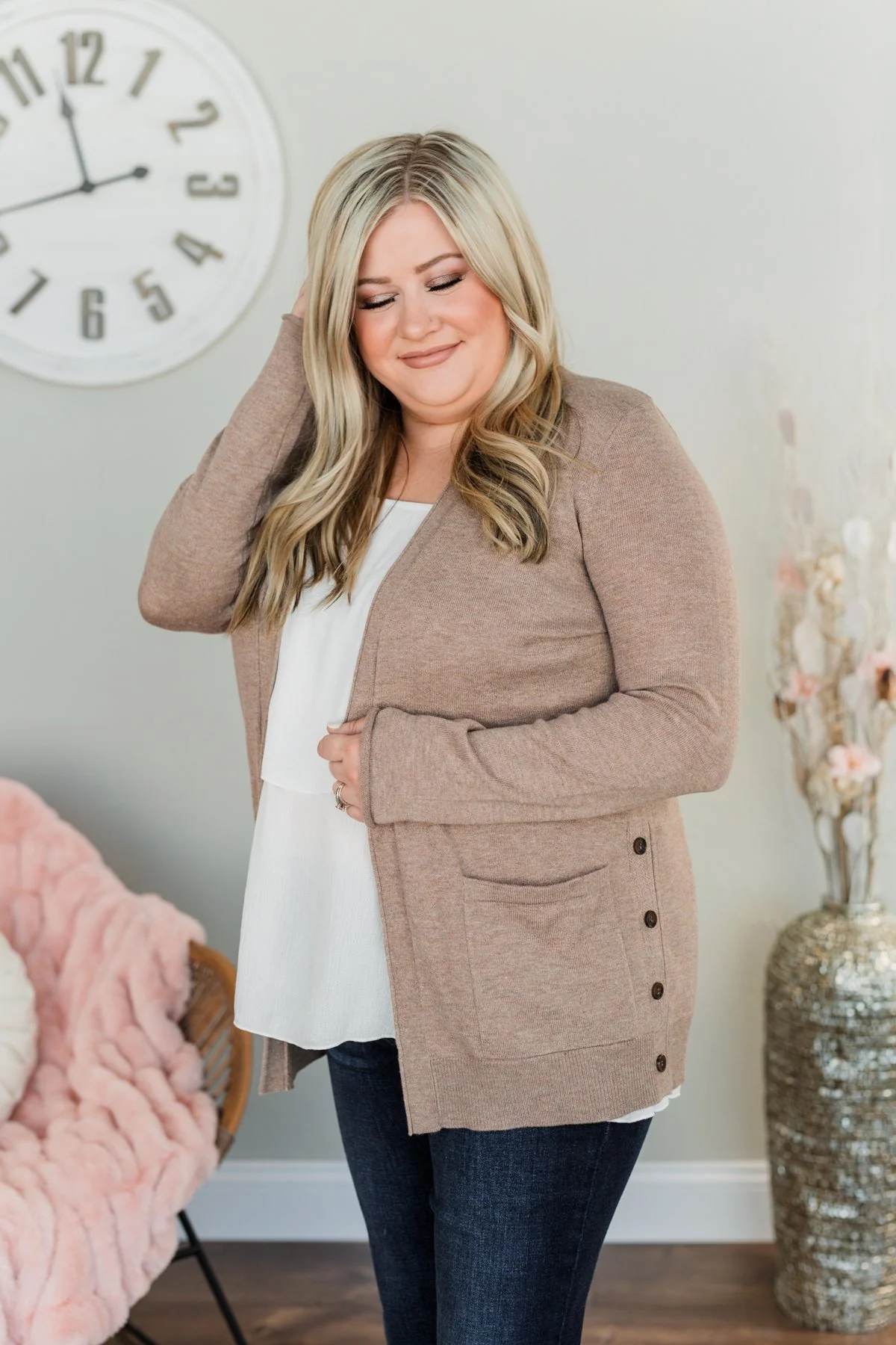 True To My Heart Open Front Cardigan- Dark Mocha - Image 8