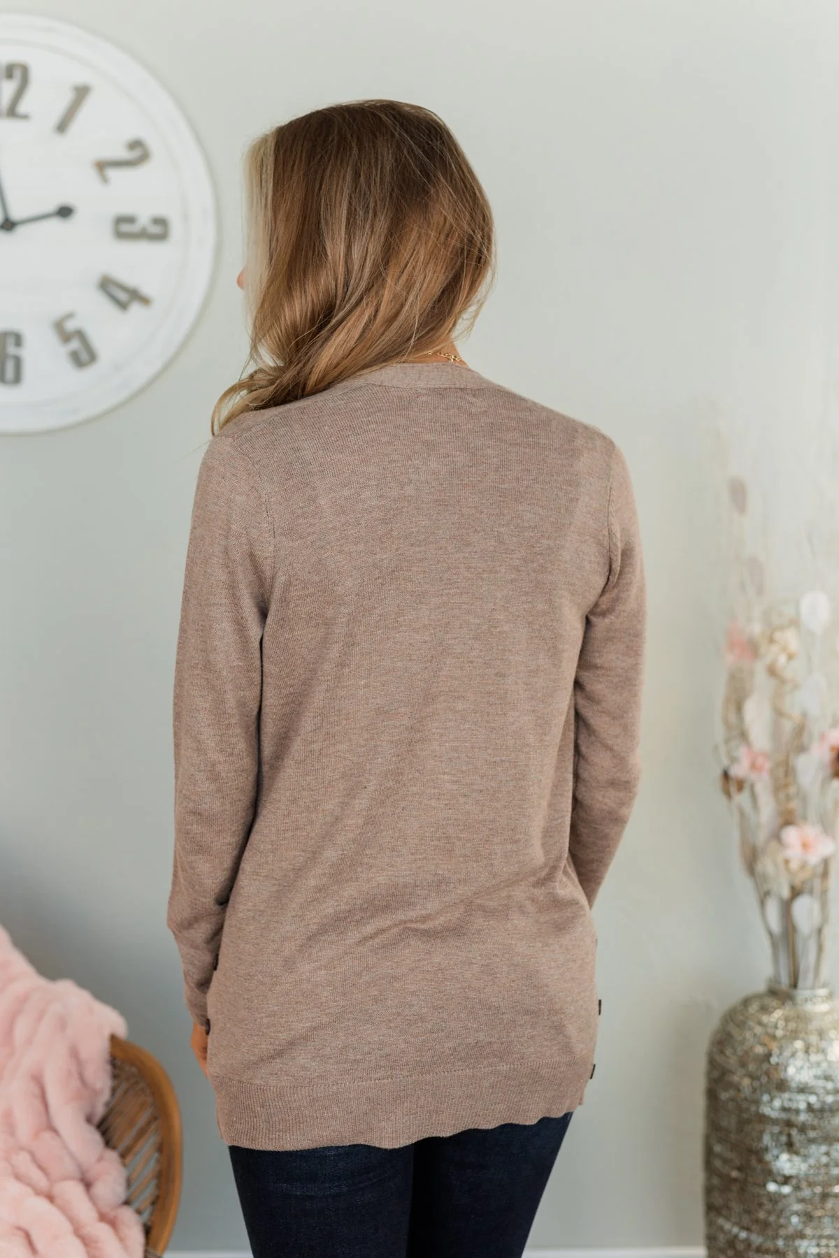 True To My Heart Open Front Cardigan- Dark Mocha - Image 9
