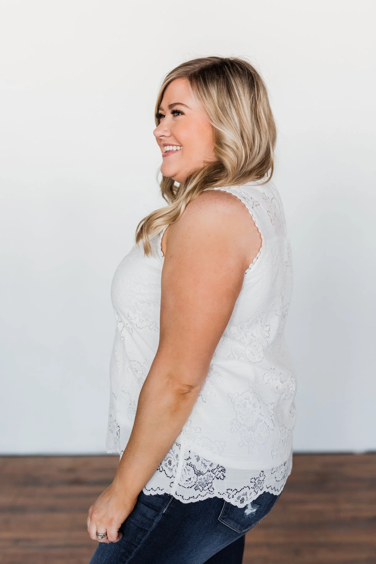 True To My Word Lace Tank Top- Off White - Image 10