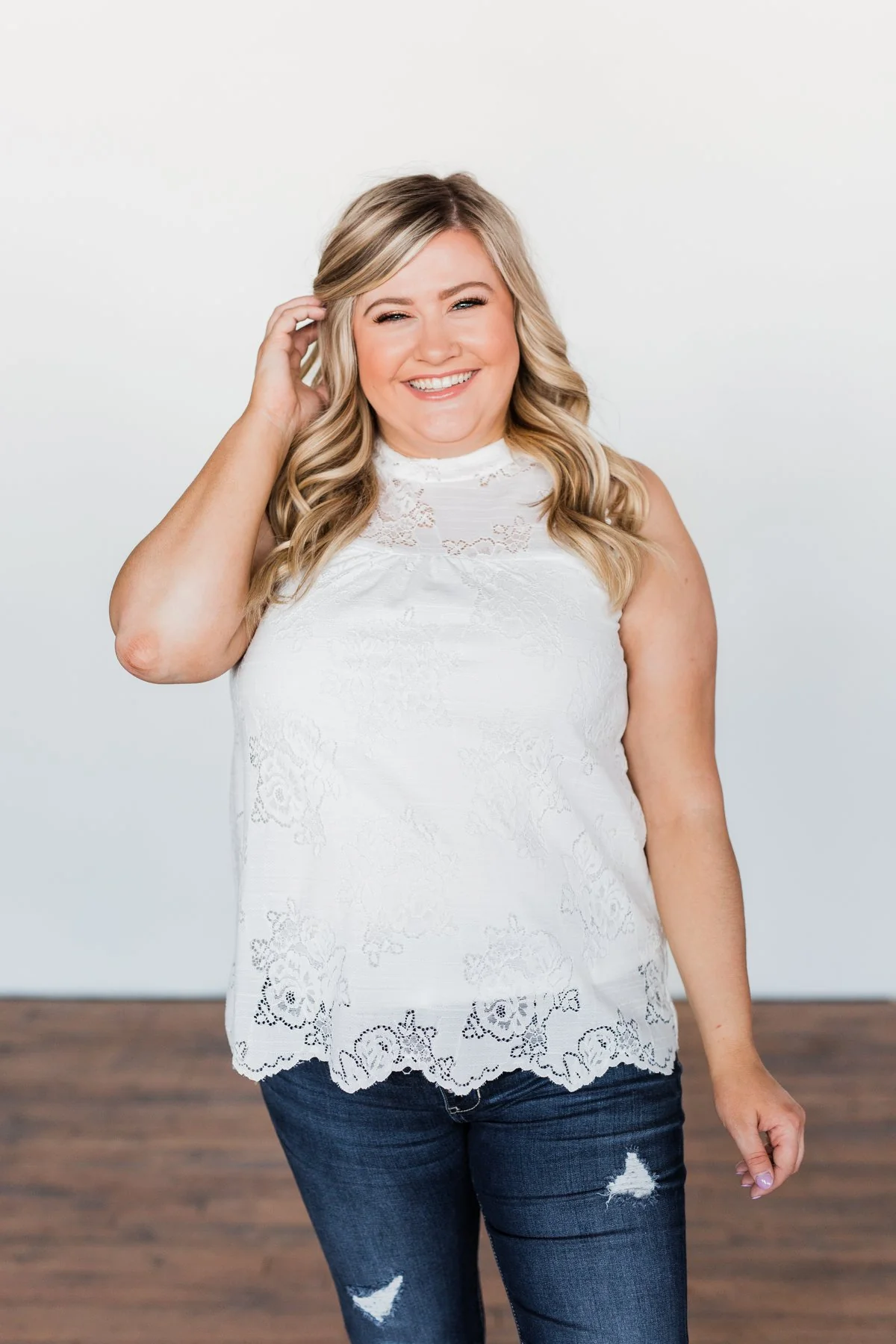 True To My Word Lace Tank Top- Off White - Image 4